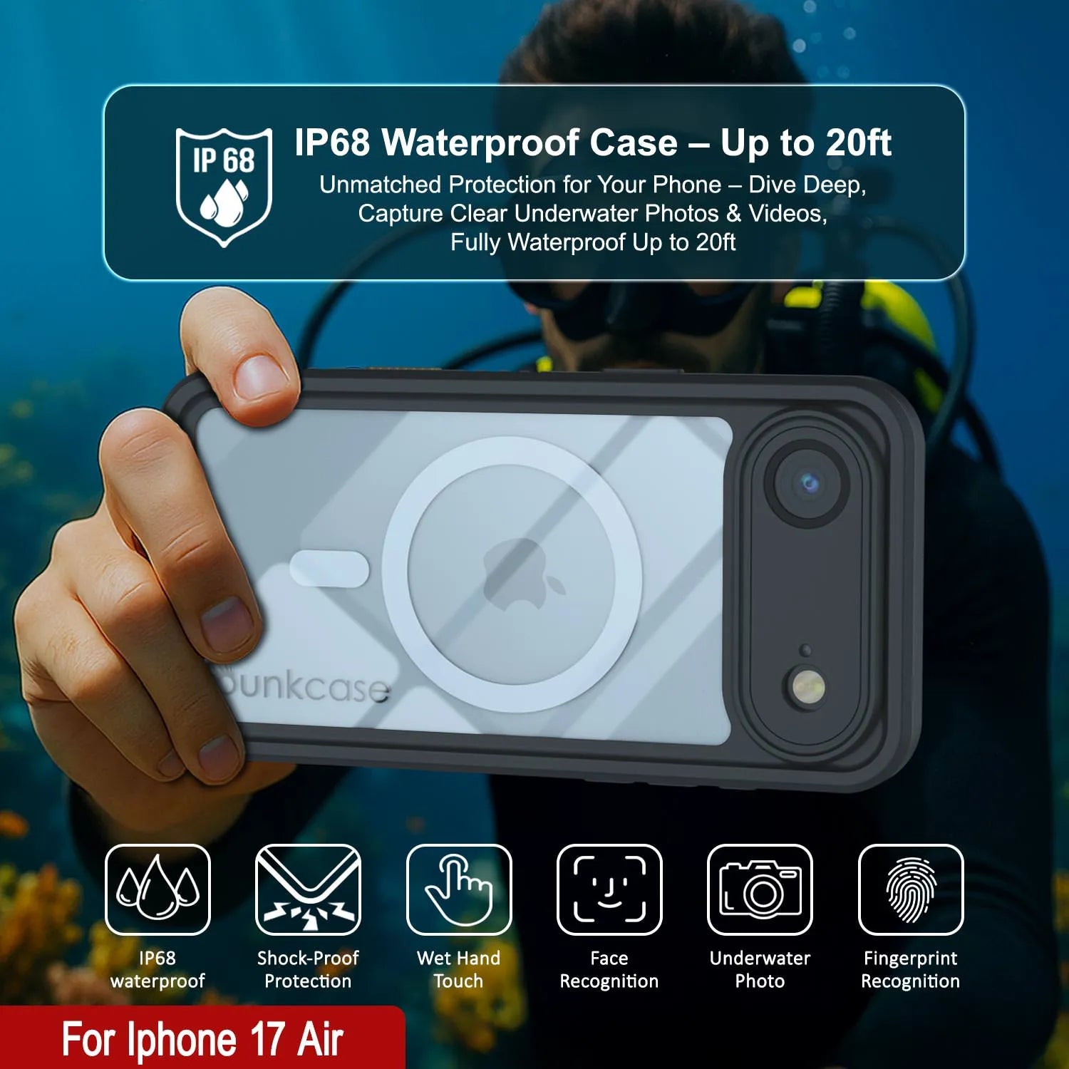 iPhone 17 Air Waterproof Case, Punkcase [Extreme Series] Armor Cover W/ Built In Screen Protector [White]