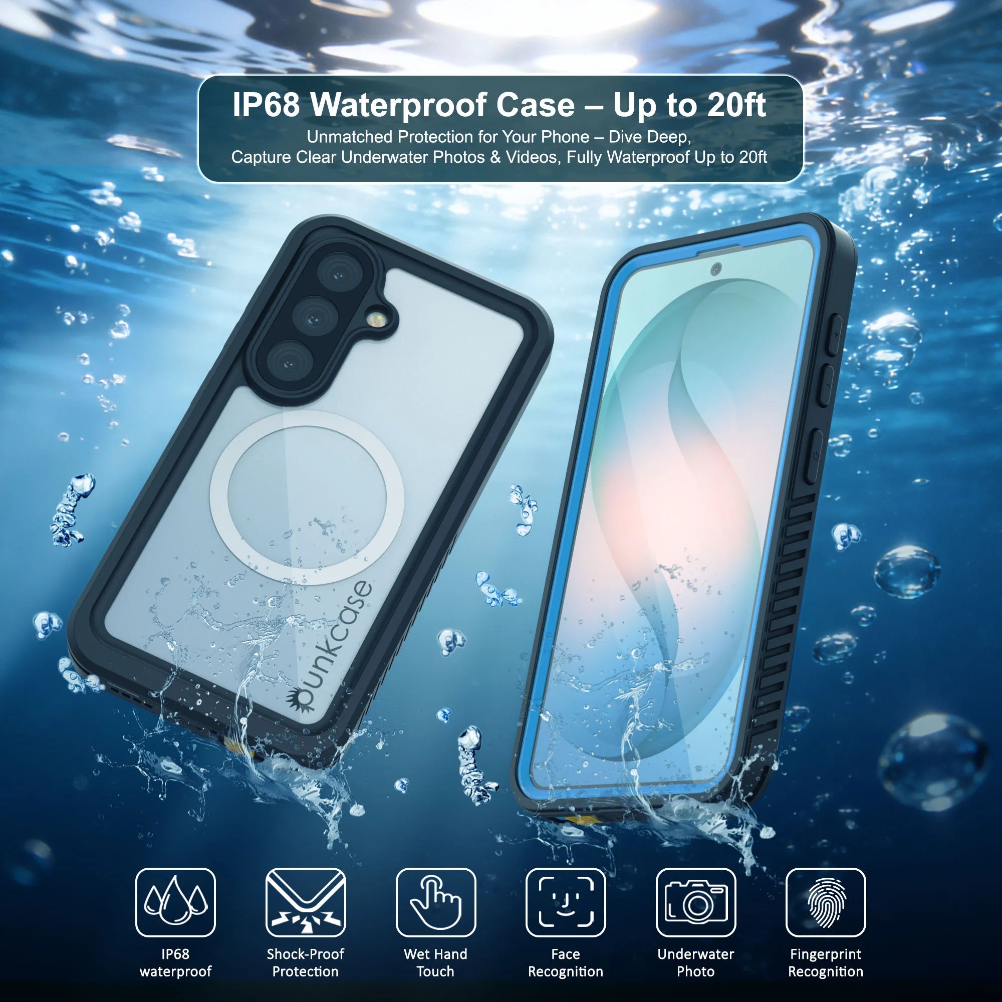 Galaxy S26 Waterproof Case, Punkcase [Extreme Mag Series] Armor Cover W/ Built In Screen Protector [Blue]