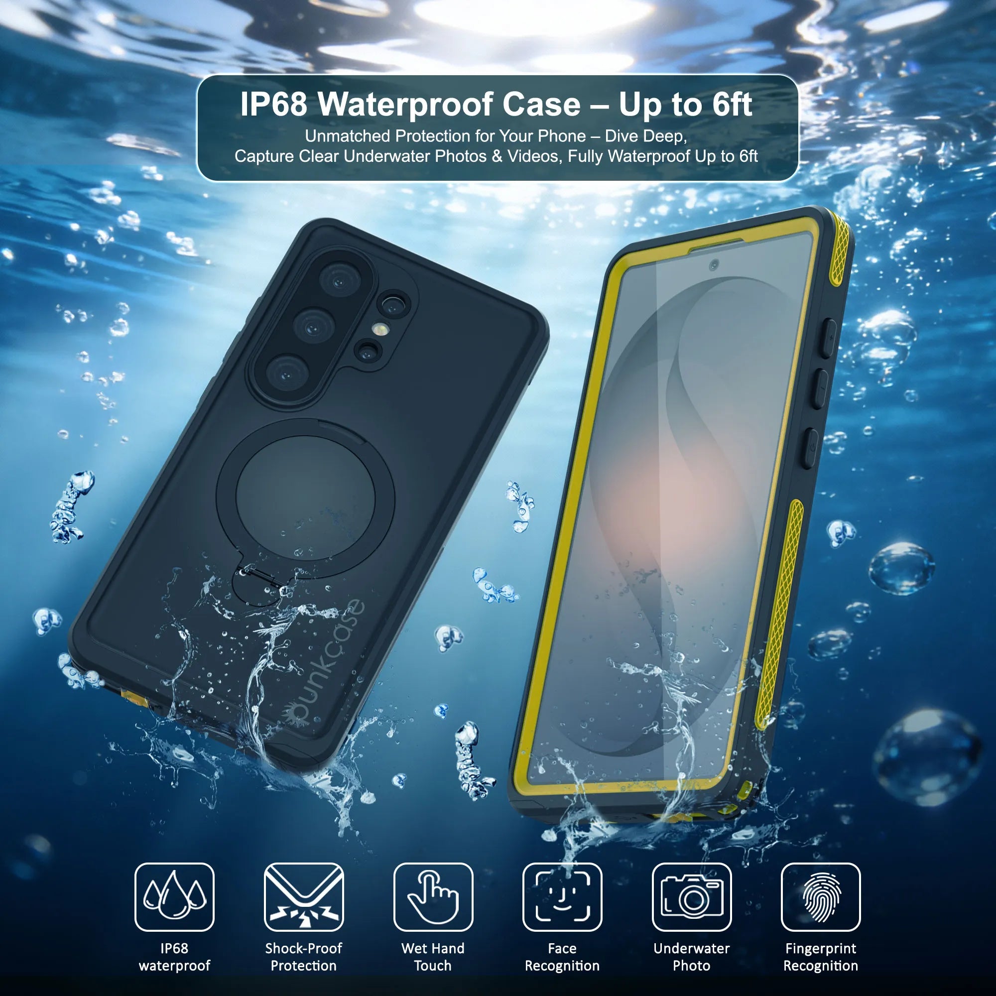 Galaxy S26 Ultra Waterproof Case [Kickstud 2.0 Series] Protective IP68 Cover W/Screen Protector & Kickstand [Yellow]
