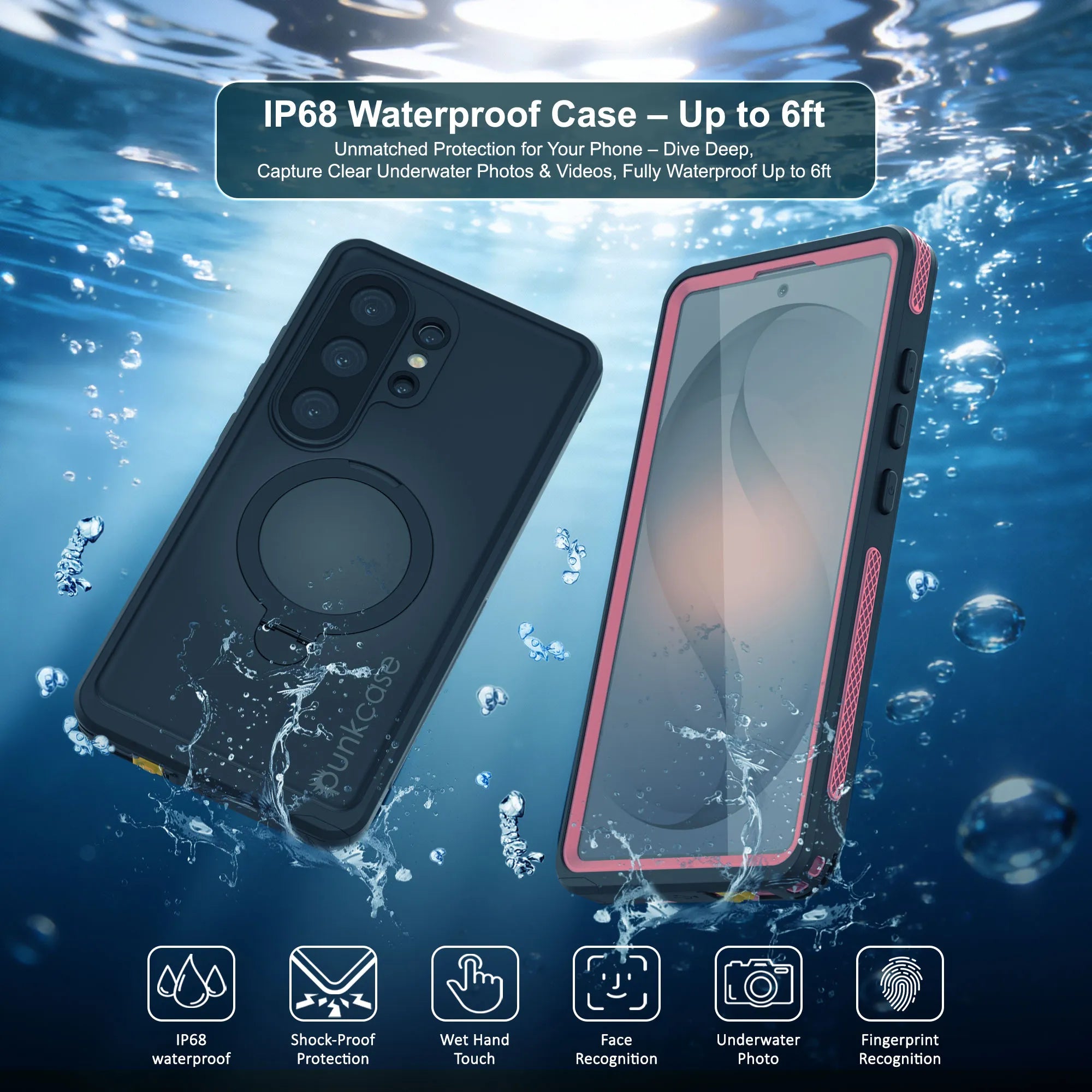 Galaxy S26 Ultra Waterproof Case [Kickstud 2.0 Series] Protective IP68 Cover W/Screen Protector & Kickstand [Pink]