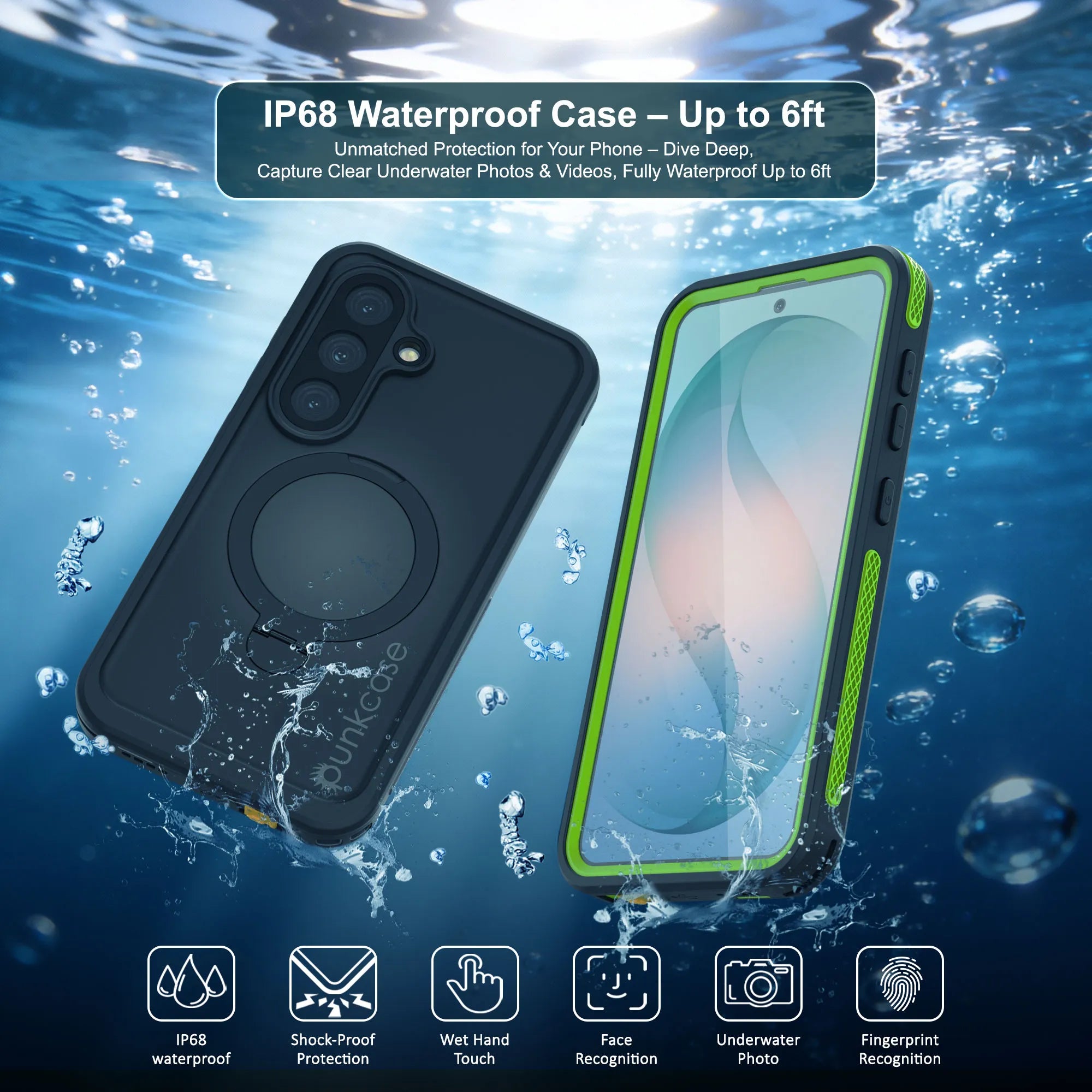 Galaxy S26 Waterproof Case [Kickstud 2.0 Series] Protective IP68 Cover W/Screen Protector & Kickstand [Green]