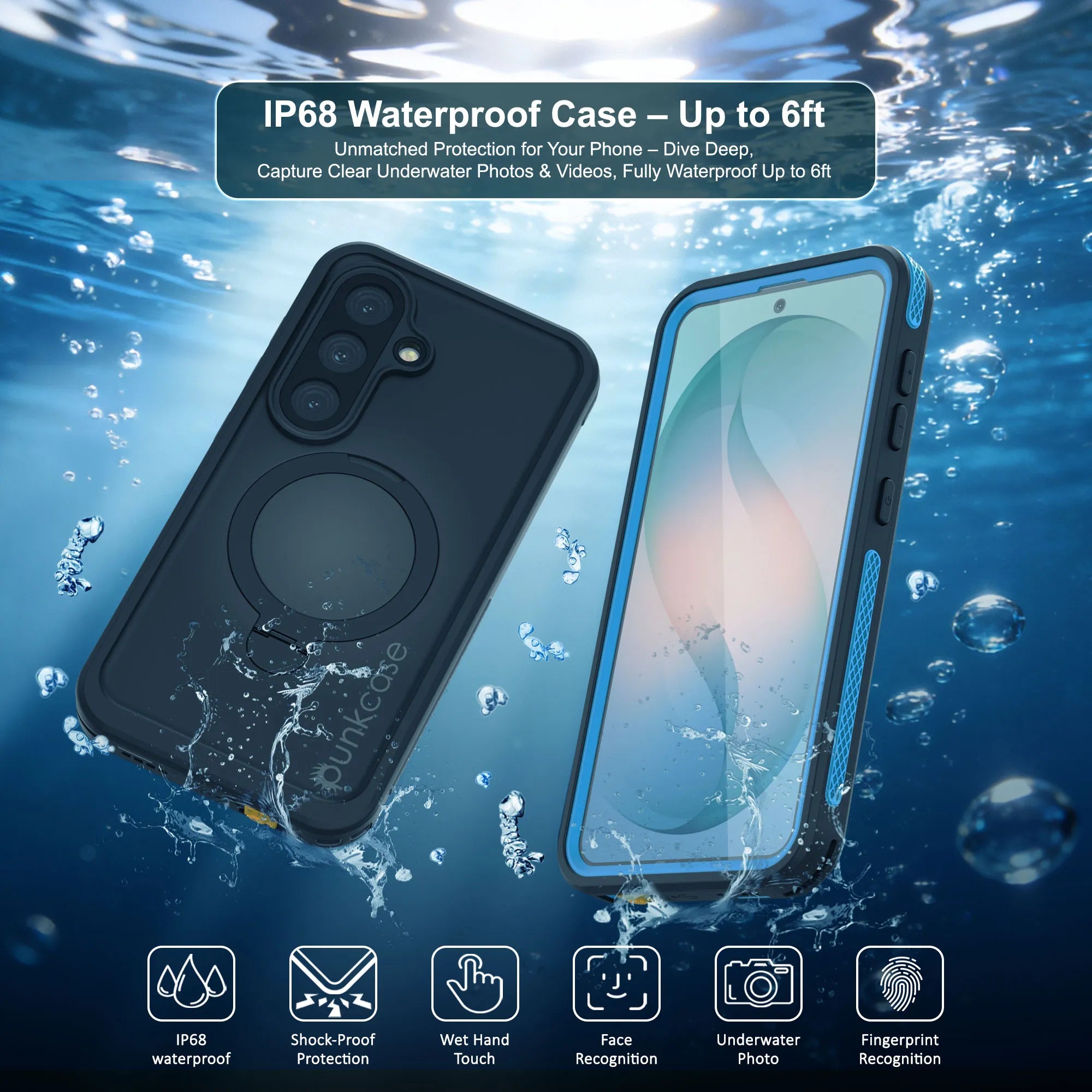 Galaxy S26 Waterproof Case [Kickstud 2.0 Series] Protective IP68 Cover W/Screen Protector & Kickstand [Blue]