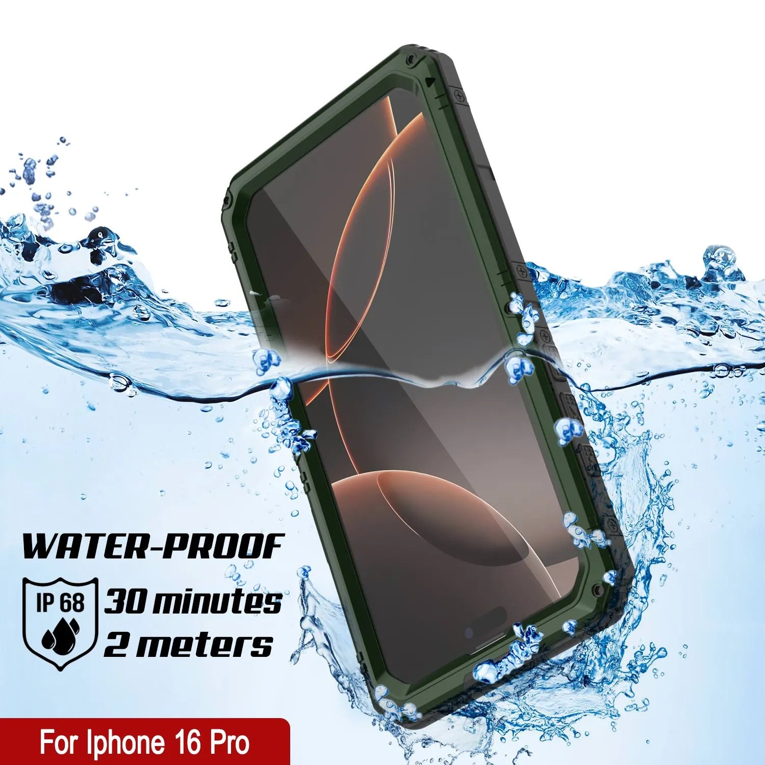 iPhone 16 Pro Metal Extreme 3.0 Series Aluminum Waterproof Case IP68 W/Buillt in Screen Protector & Kickstand [Dark Green]