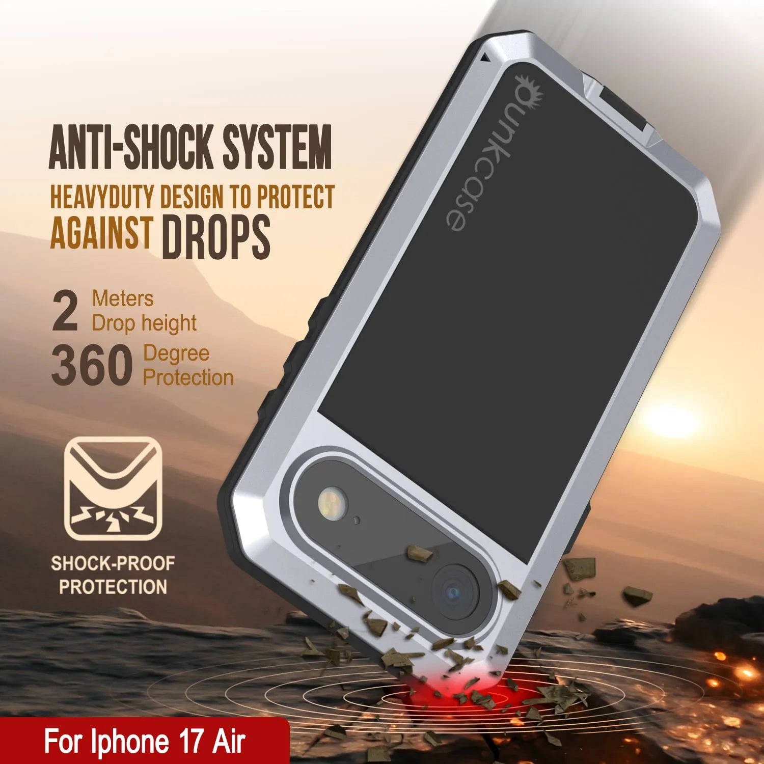 iPhone 17 Air Metal Case, Heavy Duty Military Grade Armor Cover [shock proof] Full Body Hard [White]