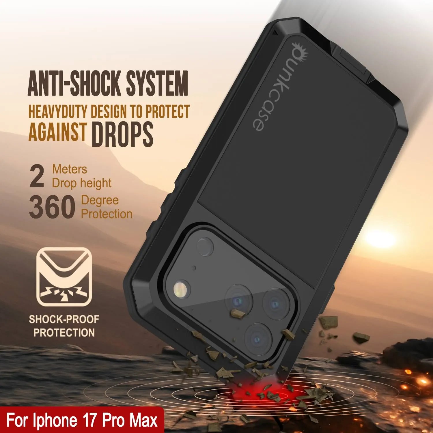 iPhone 17 Pro Max Metal Case, Heavy Duty Military Grade Armor Cover [shock proof] Full Body Hard [Black]