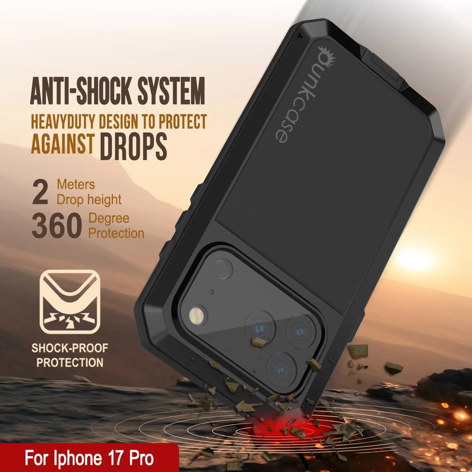 iPhone 17 Pro Metal Case, Heavy Duty Military Grade Armor Cover [shock proof] Full Body Hard [Black]