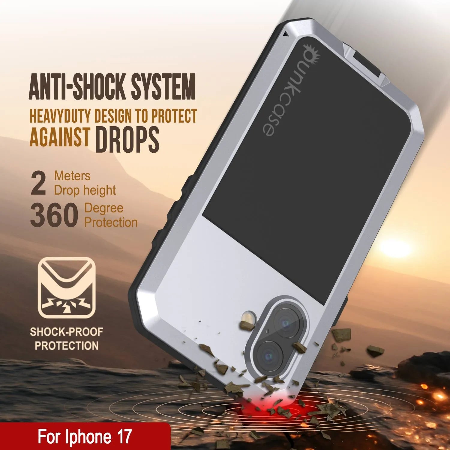 iPhone 17 Metal Case, Heavy Duty Military Grade Armor Cover [shock proof] Full Body Hard [White]