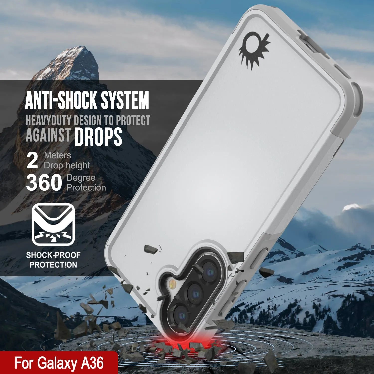PunkCase Galaxy A36 Case, [Spartan 2.0 Series] Clear Rugged Heavy Duty Cover [White]