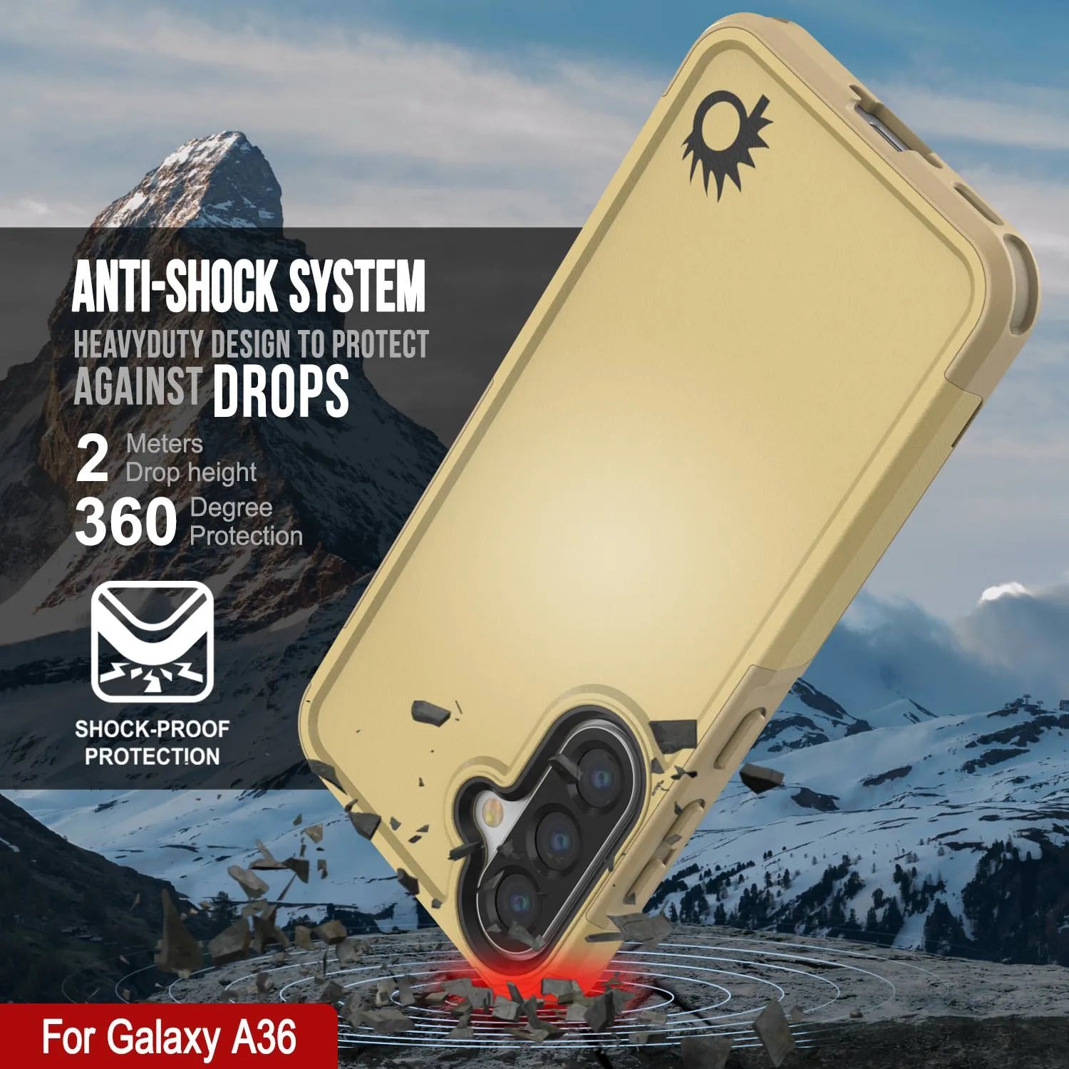 PunkCase Galaxy A36 Case, [Spartan 2.0 Series] Clear Rugged Heavy Duty Cover [Yellow]
