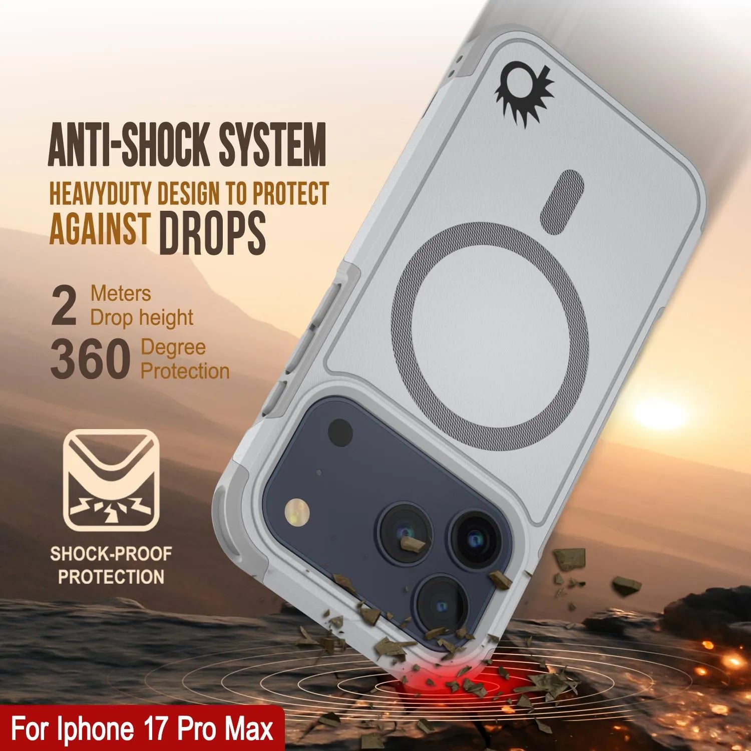 PunkCase iPhone 17 Pro Max Case, [Spartan 2.0 Series] Clear Rugged Heavy Duty Cover W/Built in Screen Protector [white]