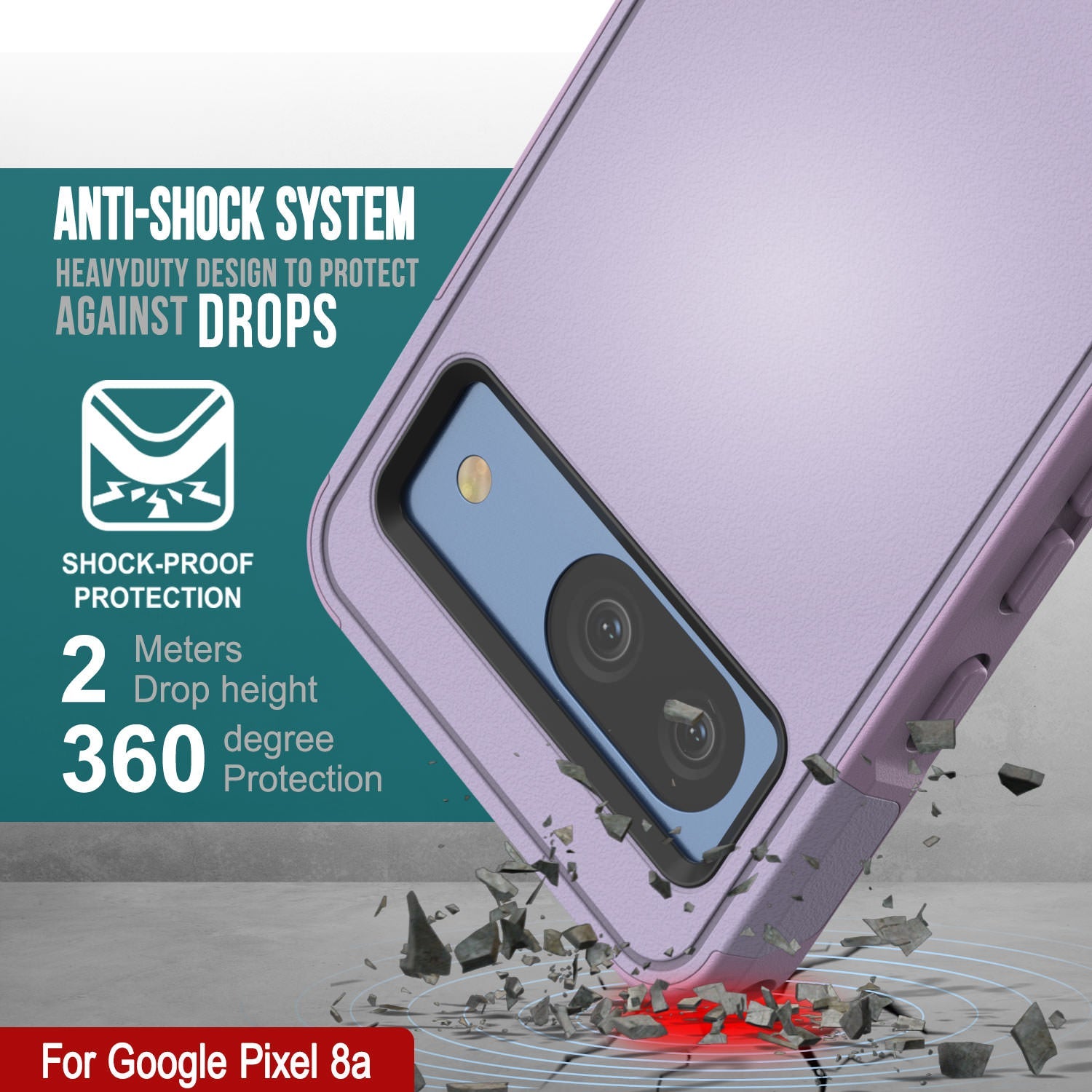 PunkCase Google Pixel 9 Case, [Spartan 2.0 Series] Clear Rugged Heavy Duty Cover W/Built in Screen Protector [Lilac]