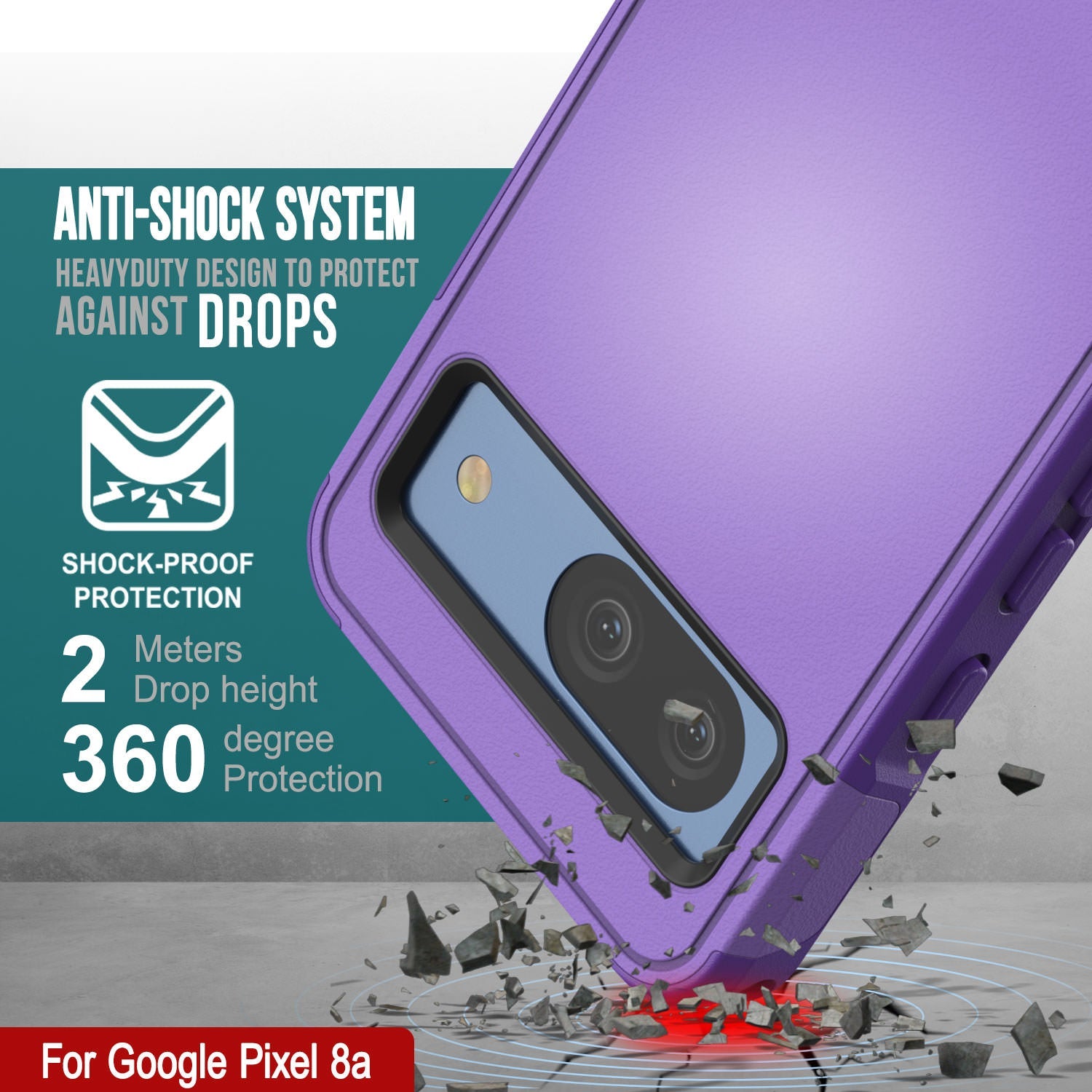 PunkCase Google Pixel 9 Case, [Spartan 2.0 Series] Clear Rugged Heavy Duty Cover W/Built in Screen Protector [Purple]