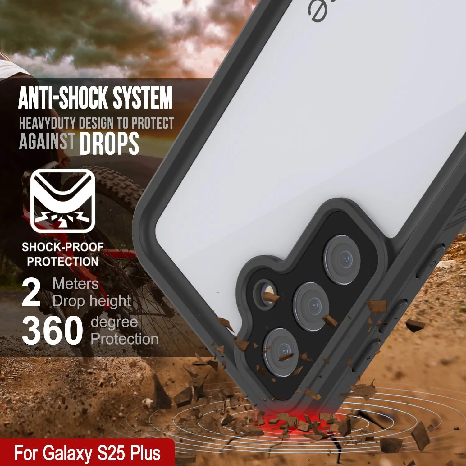 Galaxy S25+ Plus Waterproof Case, Punkcase StudStar White Thin 6.7ft Underwater IP68 Shock/Snow Proof