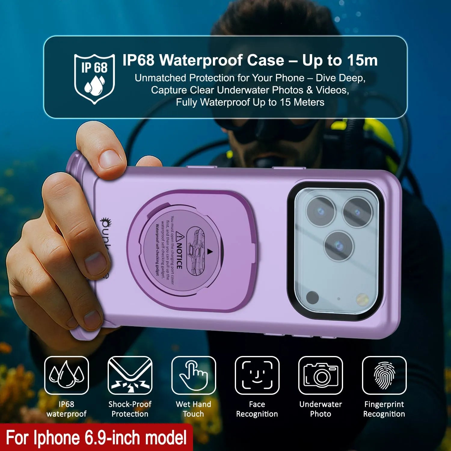 Punkcase Universal 2.0 Waterproof Phone Case for 6.7–6.9" [Pink]