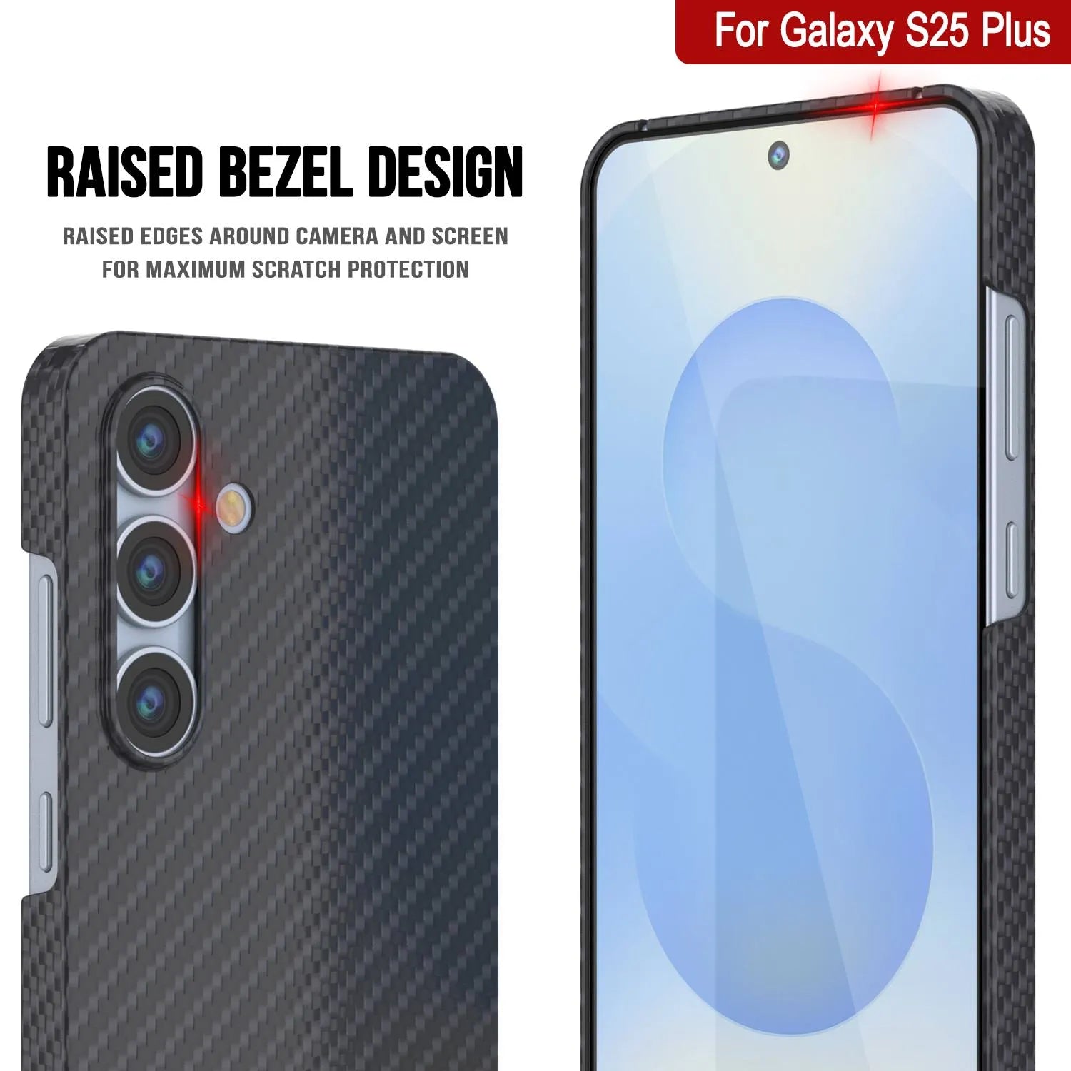 Punkcase Galaxy S25 Plus Carbon Fiber Case [AramidShield Series] Ultra Slim & Light Kevlar [Black]