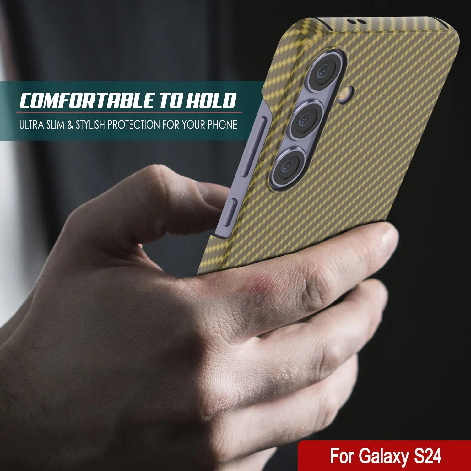 Galaxy S24 Case, Punkcase CarbonShield, Heavy Duty & Ultra Thin Cover [shockproof][non slip] [Yellow]