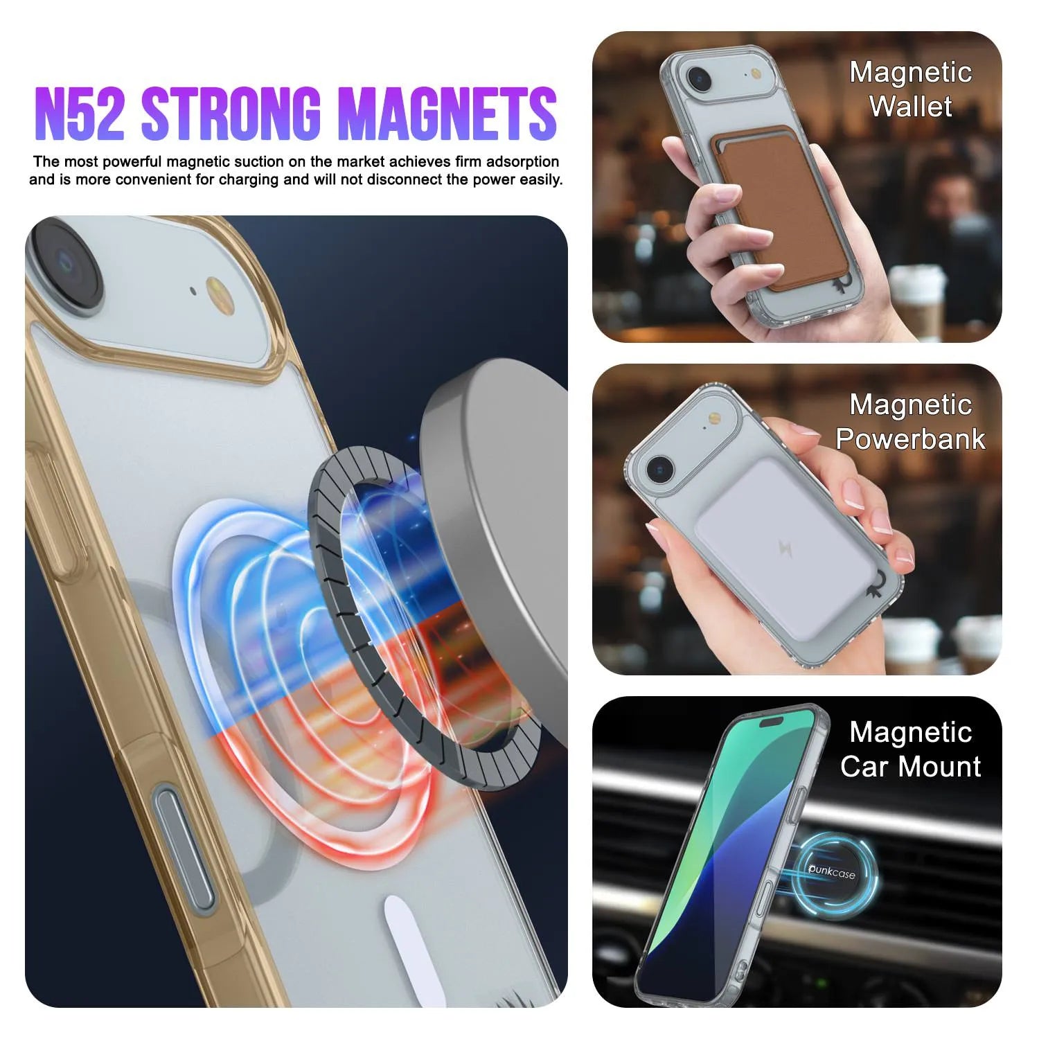 Punkcase iPhone 17 Air Magnetic Wireless Charging Case [ClearMag Series][Gold]