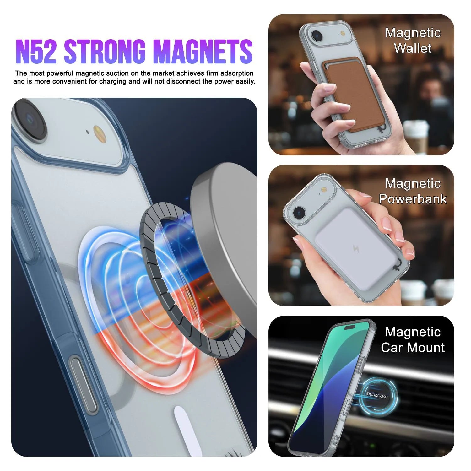 Punkcase iPhone 17 Air Magnetic Wireless Charging Case [ClearMag Series][Navy]