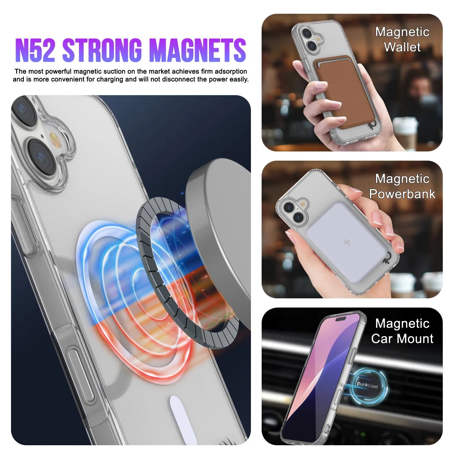 Punkcase iPhone 17 Magnetic Wireless Charging Case [ClearMag Series][Clear]