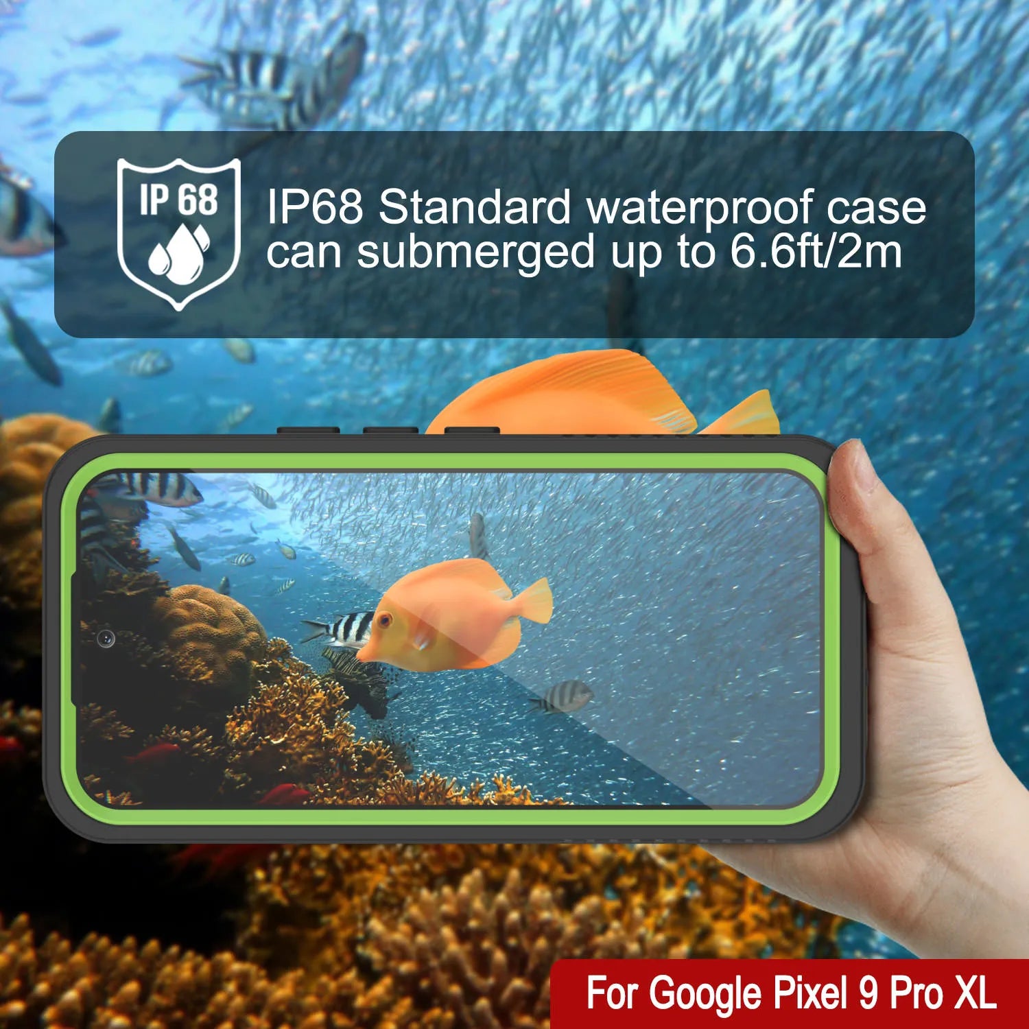 Google Pixel 9 Pro XL Waterproof Case, Punkcase [Extreme Series] Armor Cover W/ Built In Screen Protector [Light Green]