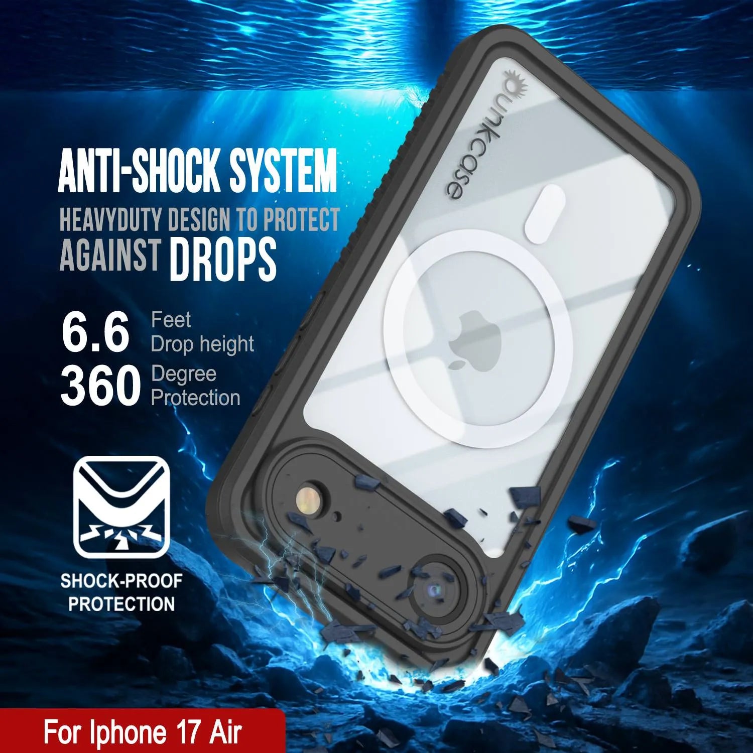 iPhone 17 Air Waterproof Case, Punkcase [Extreme Series] Armor Cover W/ Built In Screen Protector [Purple]