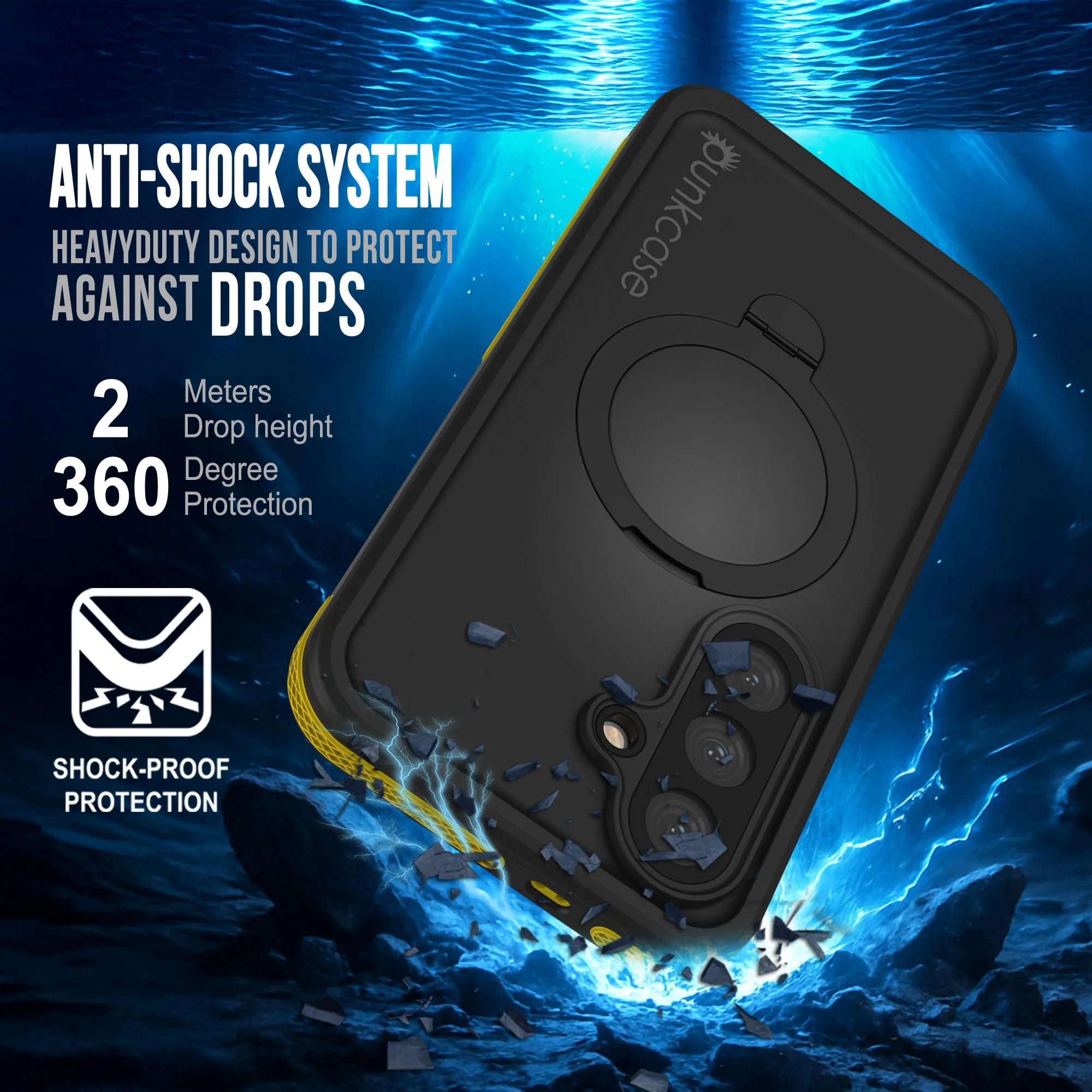 Galaxy S26 Waterproof Case [Kickstud 2.0 Series] Protective IP68 Cover W/Screen Protector & Kickstand [Yellow]