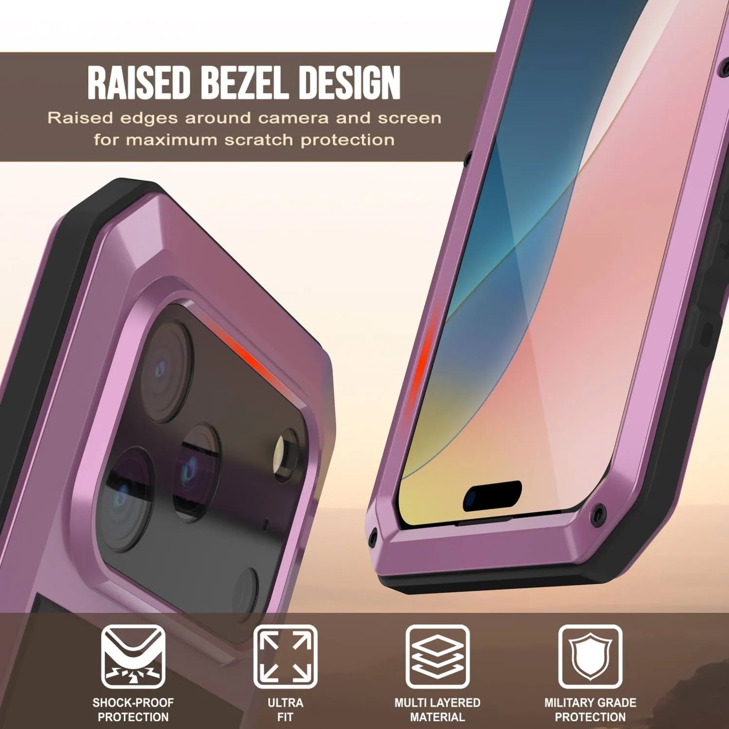 iPhone 17 Pro Max Metal Case, Heavy Duty Military Grade Armor Cover [shock proof] Full Body Hard [Pink]