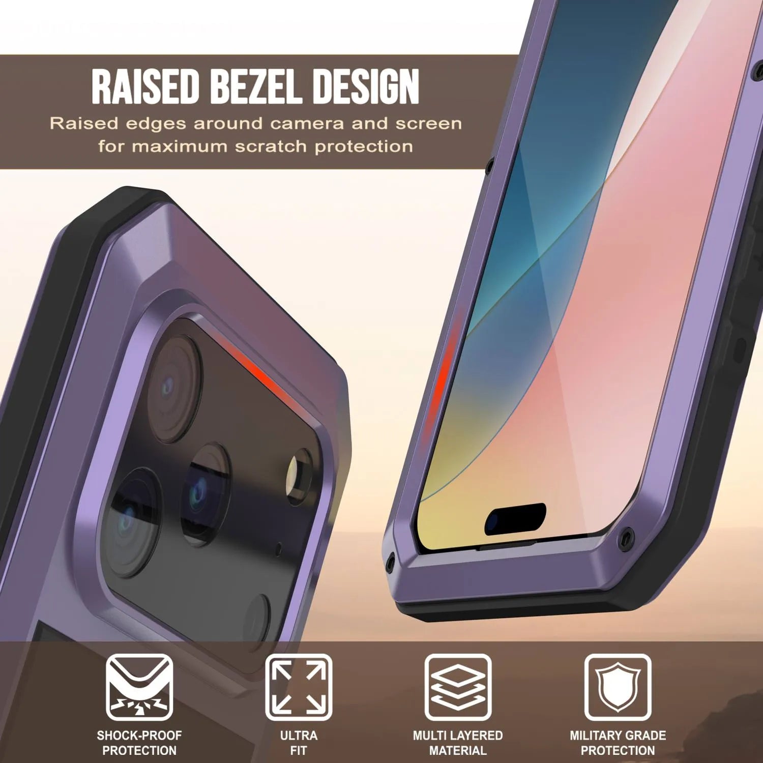 iPhone 17 Pro Max Metal Case, Heavy Duty Military Grade Armor Cover [shock proof] Full Body Hard [Purple]