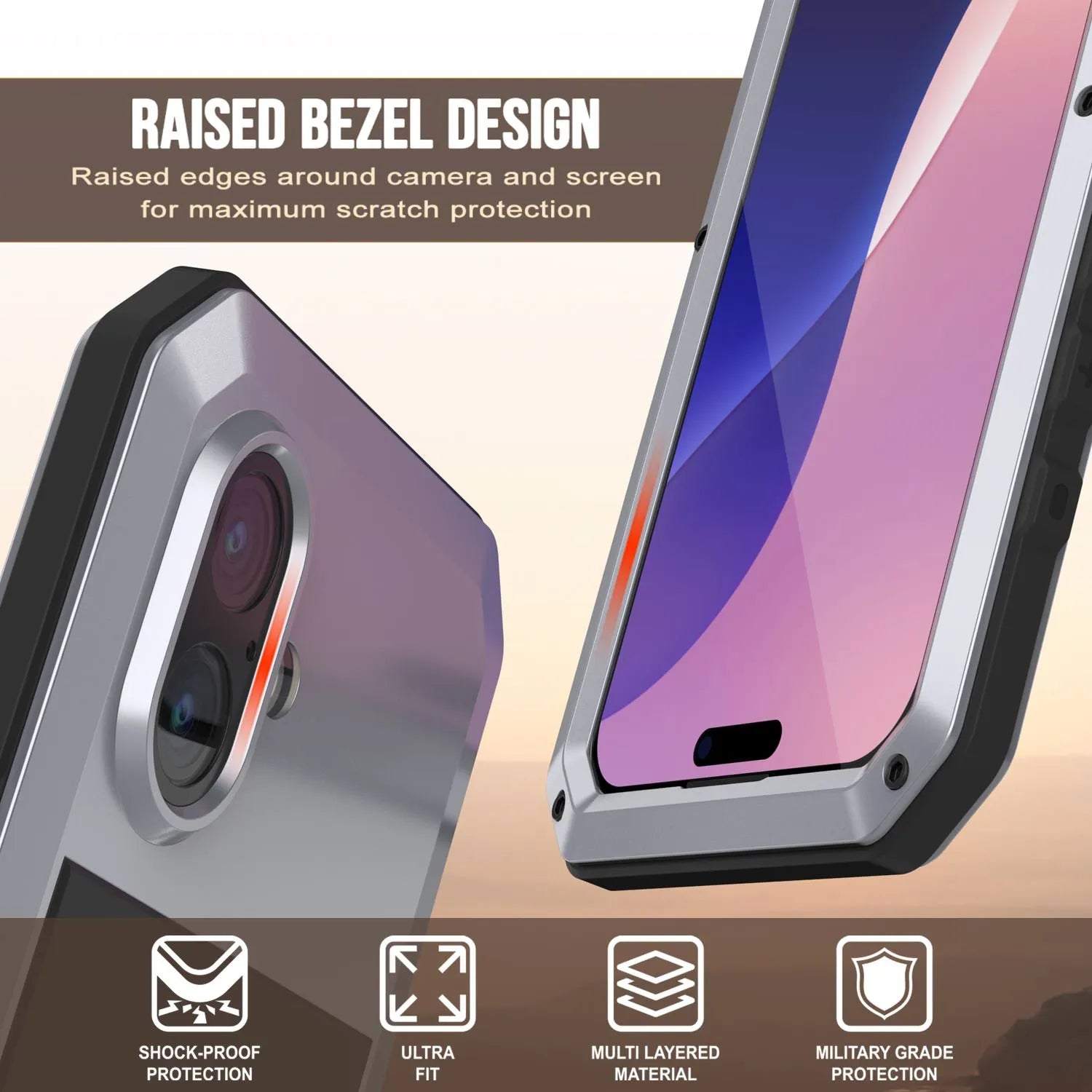 iPhone 17 Metal Case, Heavy Duty Military Grade Armor Cover [shock proof] Full Body Hard [White]