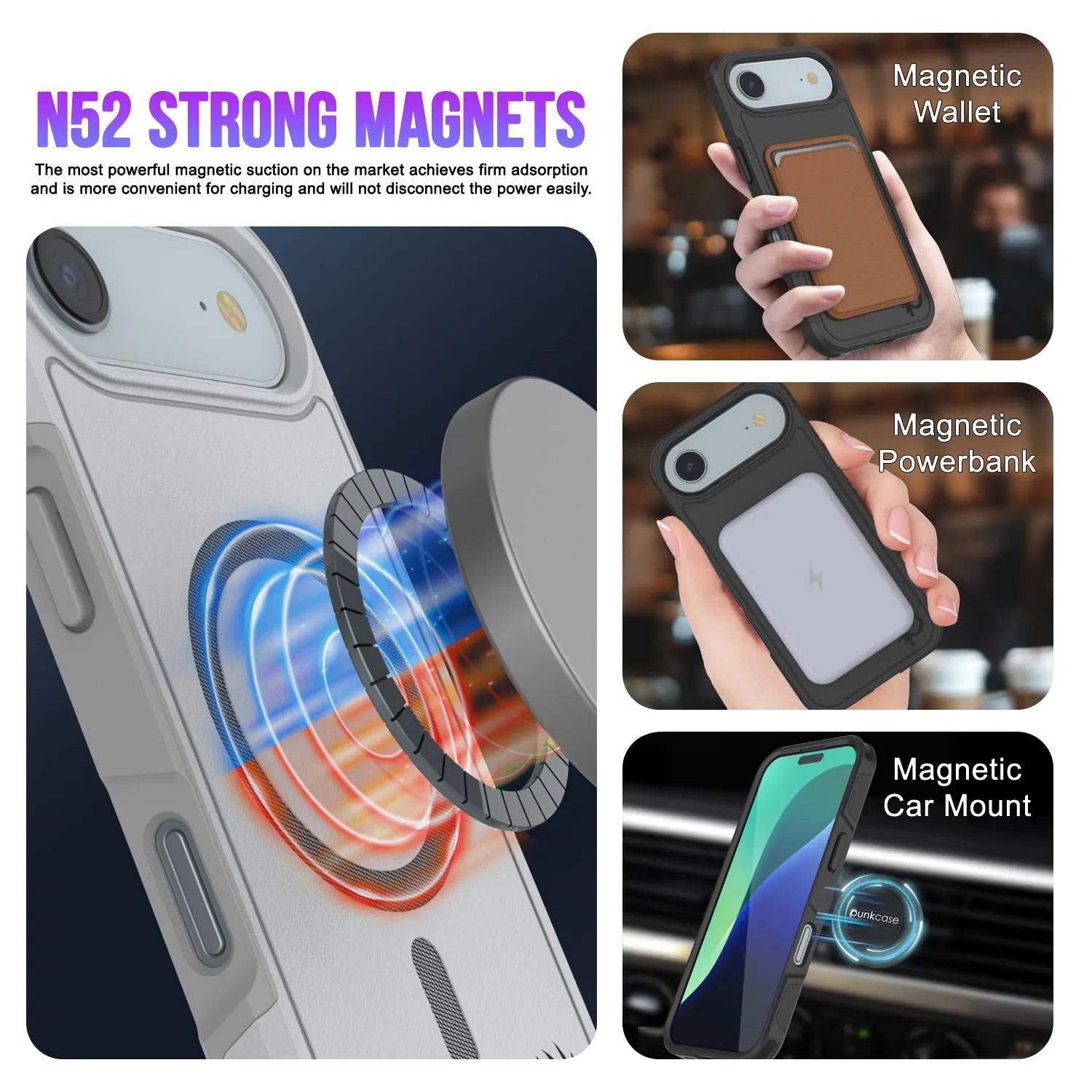 PunkCase iPhone 17 Air Case, [Spartan 2.0 Series] Clear Rugged Heavy Duty Cover W/Built in Screen Protector [white]