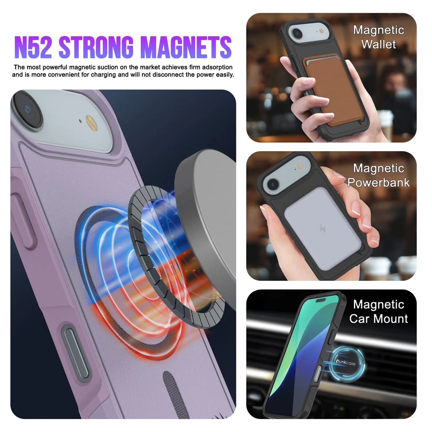 PunkCase iPhone 17 Air Case, [Spartan 2.0 Series] Clear Rugged Heavy Duty Cover W/Built in Screen Protector [lilac]