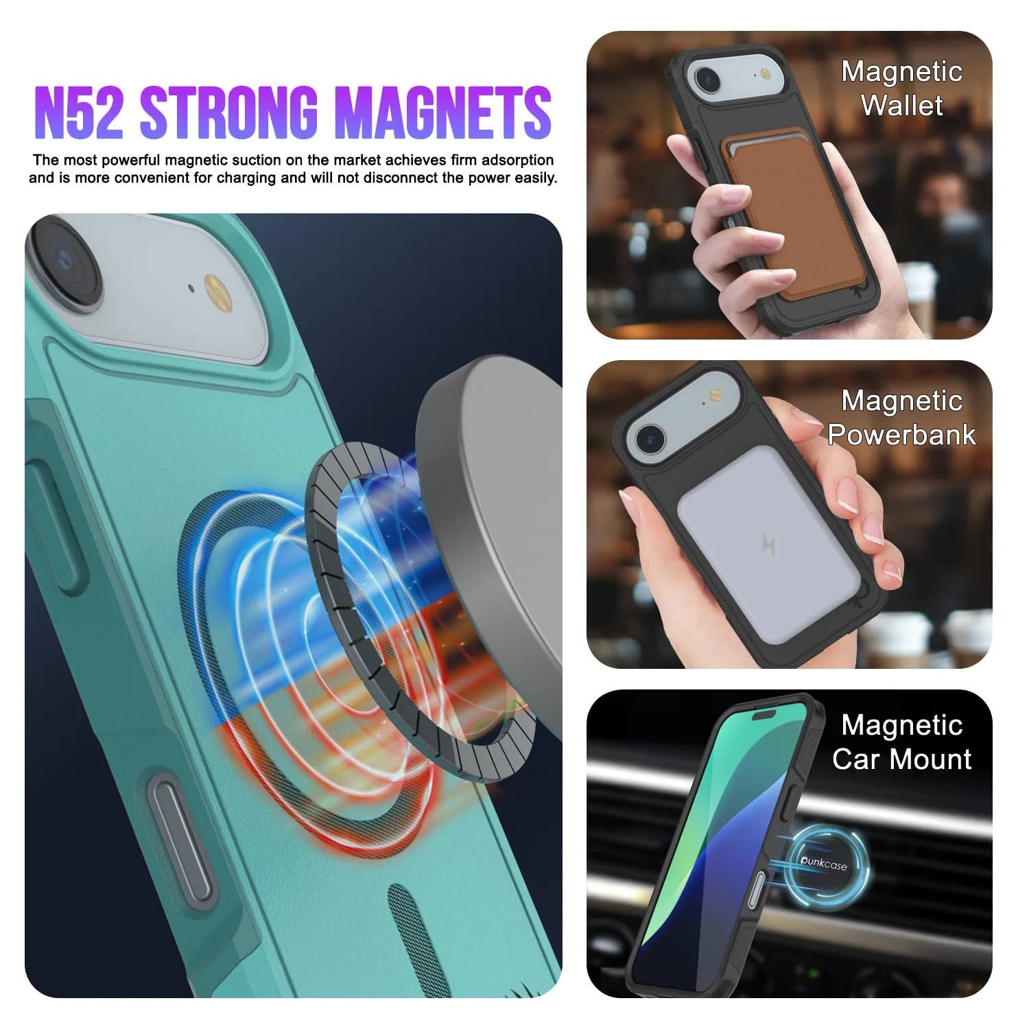 PunkCase iPhone 17 Air Case, [Spartan 2.0 Series] Clear Rugged Heavy Duty Cover W/Built in Screen Protector [Blue]