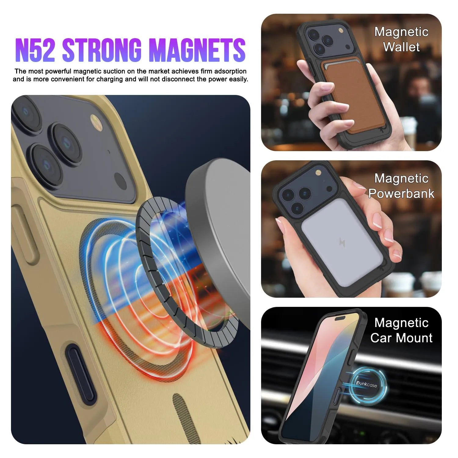 PunkCase iPhone 17 Pro Max Case, [Spartan 2.0 Series] Clear Rugged Heavy Duty Cover W/Built in Screen Protector [yellow]