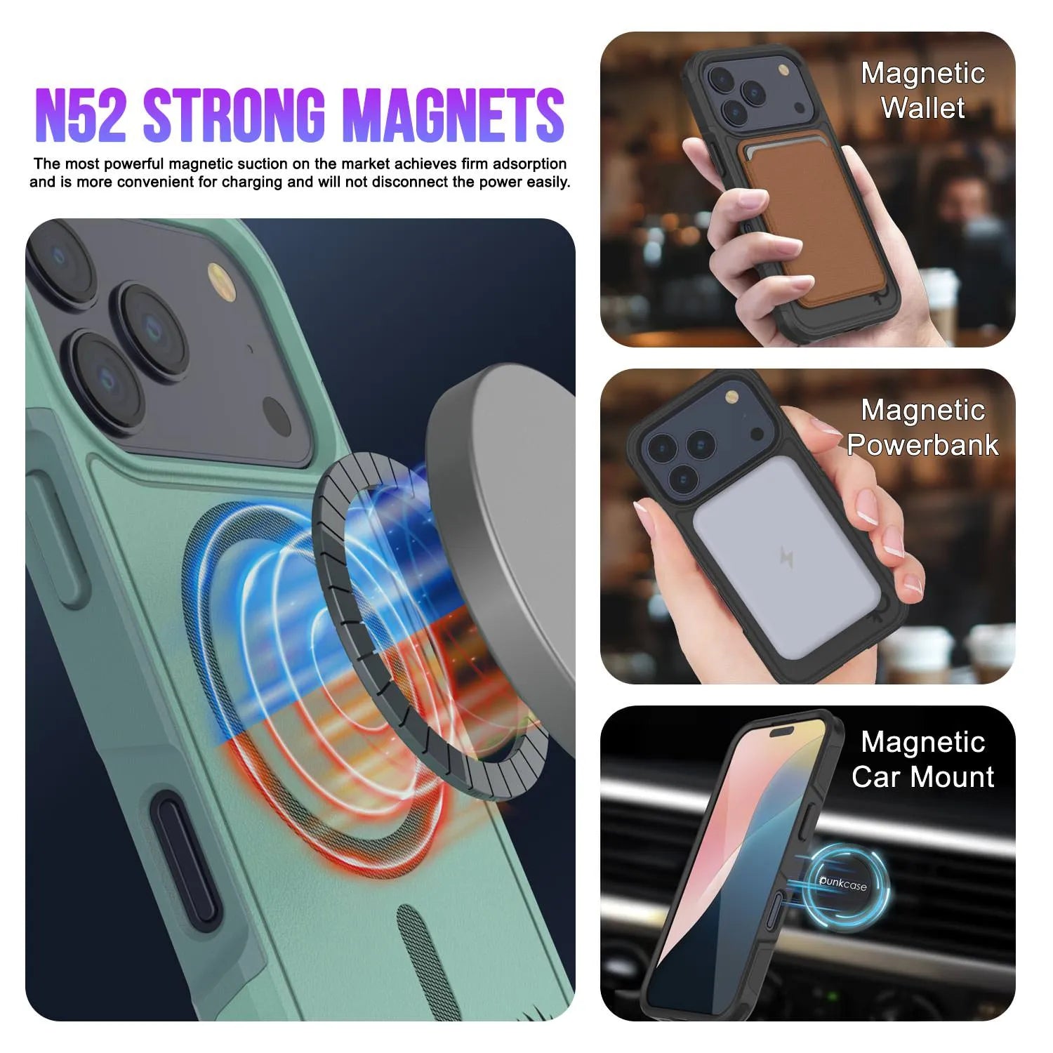 PunkCase iPhone 17 Pro Max Case, [Spartan 2.0 Series] Clear Rugged Heavy Duty Cover W/Built in Screen Protector [teal]