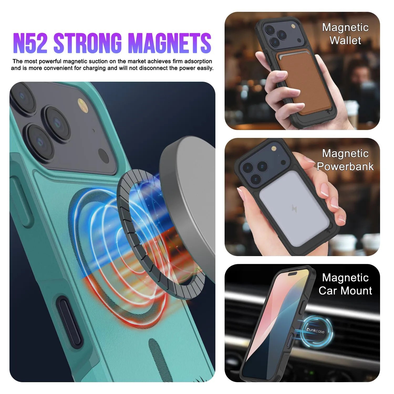 PunkCase iPhone 17 Pro Case, [Spartan 2.0 Series] Clear Rugged Heavy Duty Cover W/Built in Screen Protector [Blue]