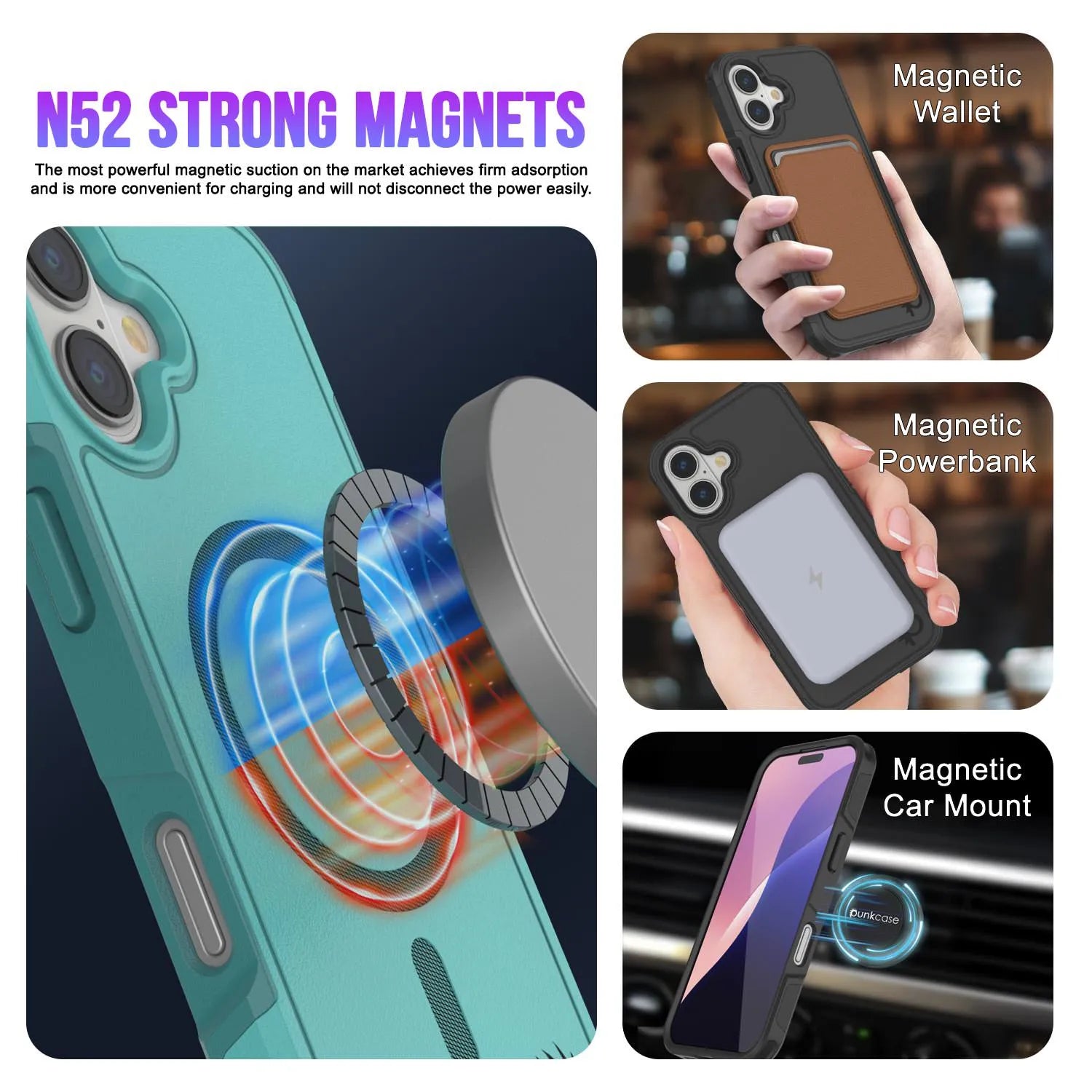 PunkCase iPhone 17 Case, [Spartan 2.0 Series] Clear Rugged Heavy Duty Cover W/Built in Screen Protector [Blue]