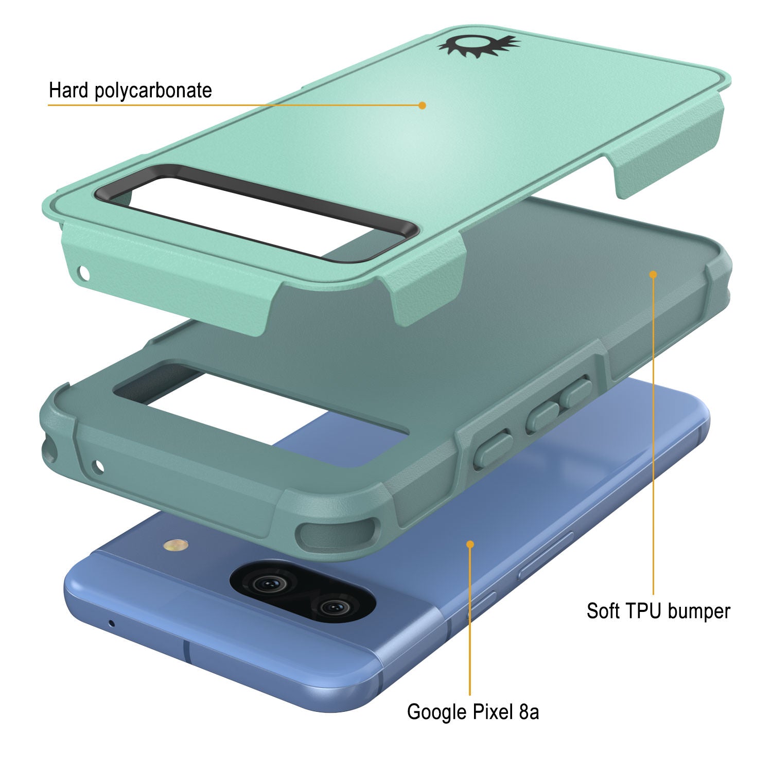 PunkCase Google Pixel 9 Pro Case, [Spartan 2.0 Series] Clear Rugged Heavy Duty Cover W/Built in Screen Protector [Teal]