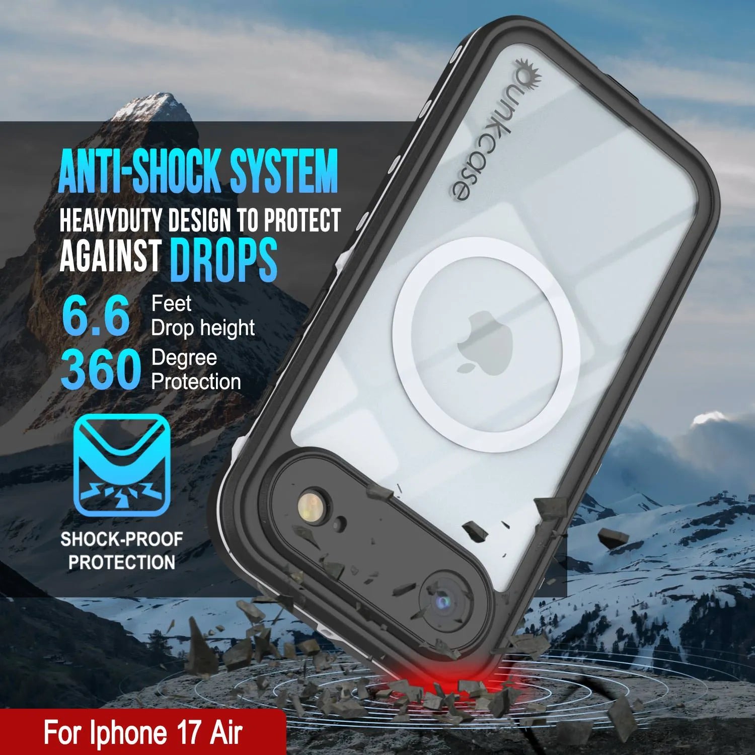 iPhone 17 Air Waterproof IP68 Case, Punkcase [White] [StudStar Series] [Slim Fit] [Dirtproof]