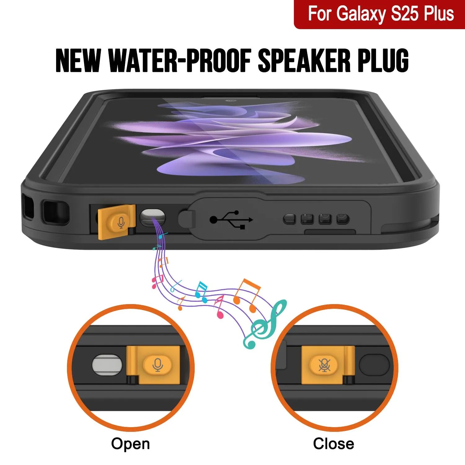 Galaxy S25+ Plus Waterproof Case PunkCase StudStar Black Thin 6.7ft Underwater IP68 Shock/Snow Proof