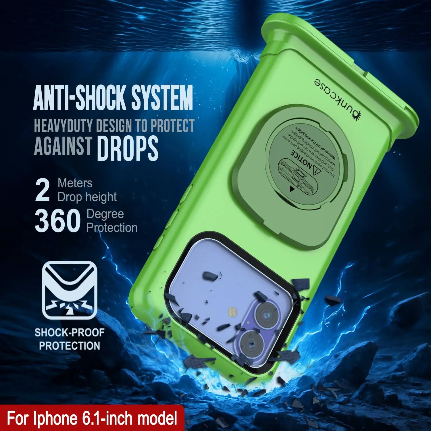 Punkcase Universal 2.0 Waterproof Phone Case for 6.1–6.3" [Green]