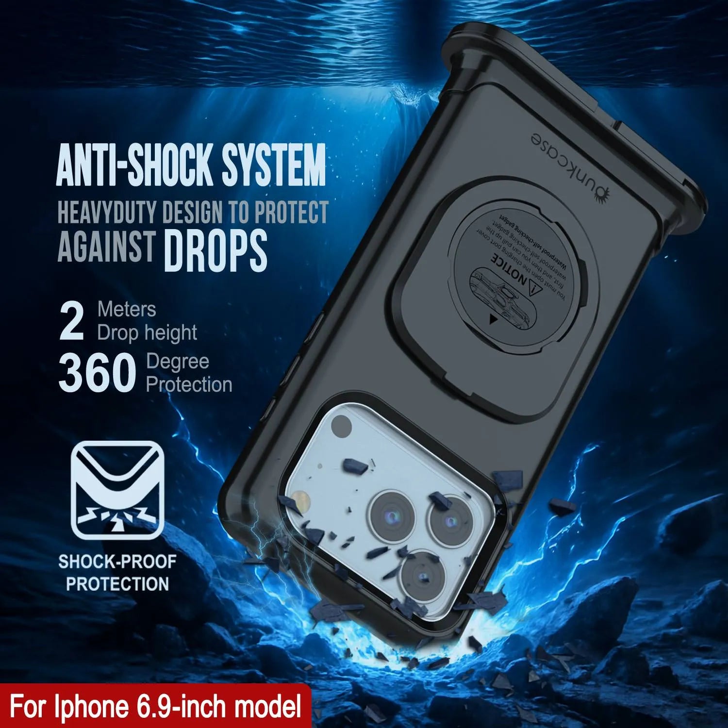 Punkcase Universal 2.0 Waterproof Phone Case for 6.7–6.9" [Black]
