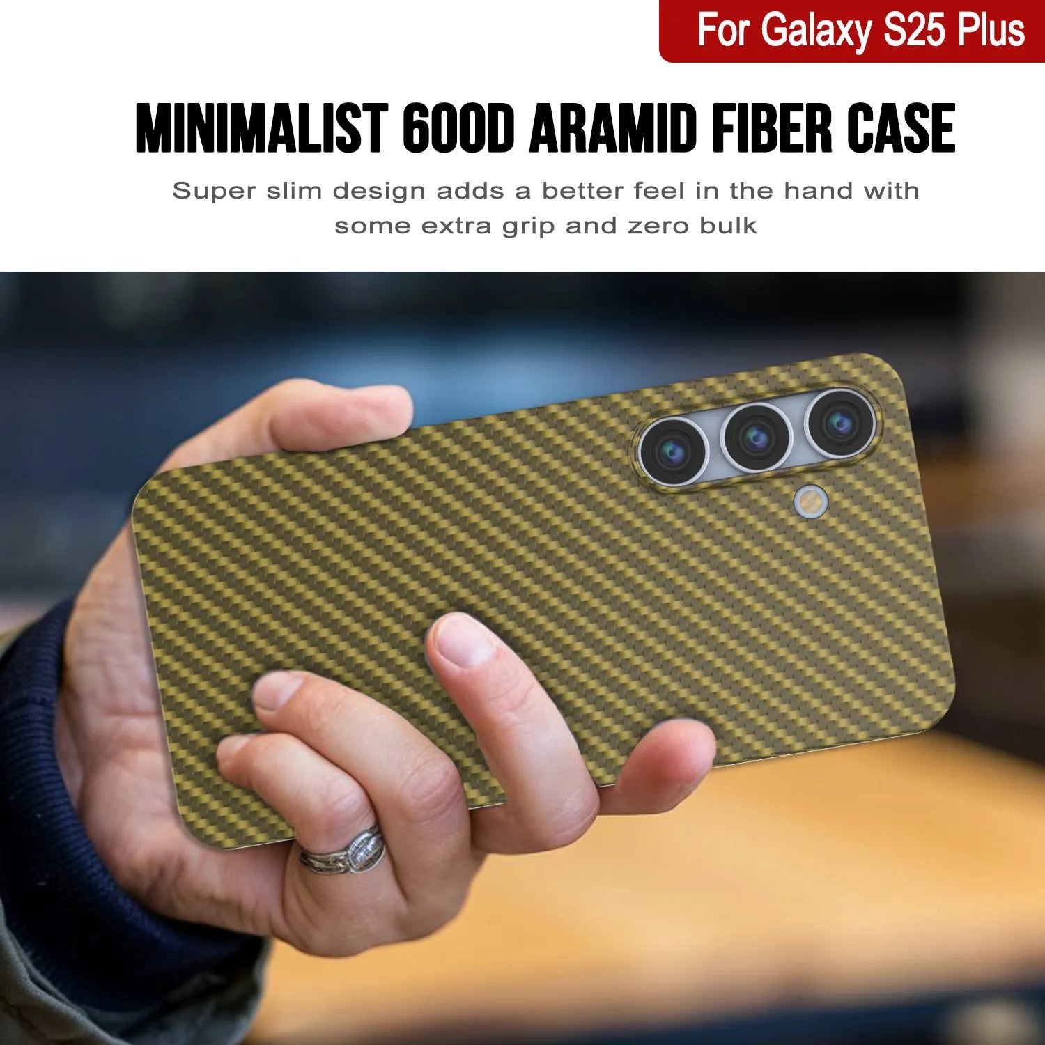 Punkcase Galaxy S25 Plus Carbon Fiber Case [AramidShield Series] Ultra Slim & Light Kevlar [Rose]