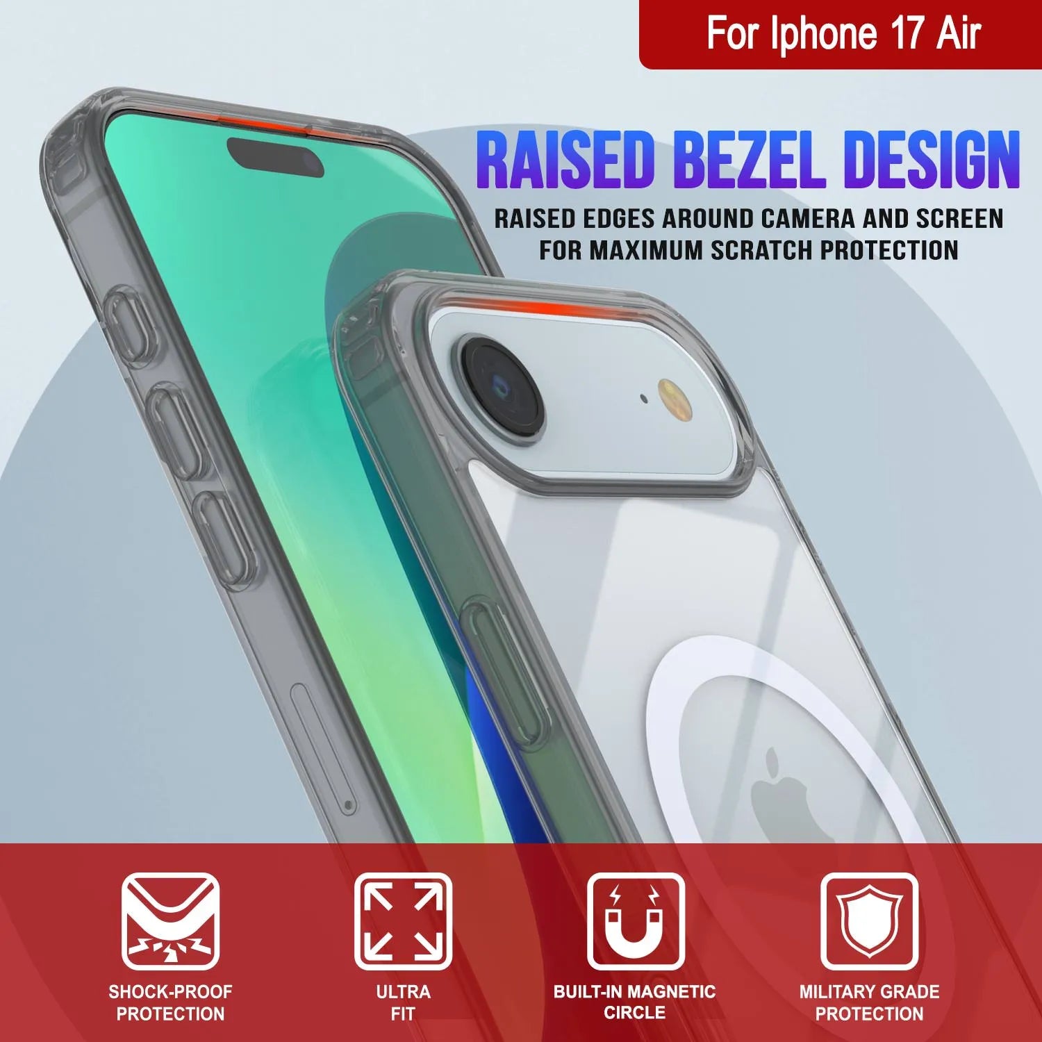 Punkcase iPhone 17 Air Magnetic Wireless Charging Case [ClearMag Series][Silver]