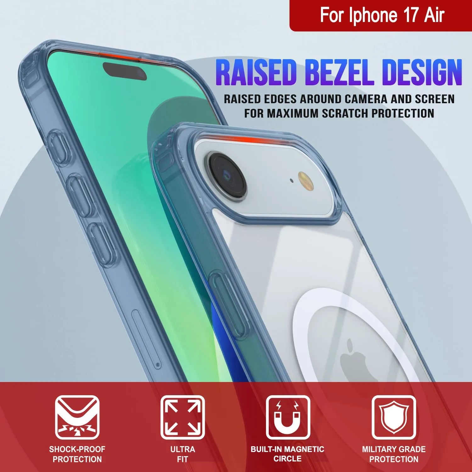 Punkcase iPhone 17 Air Magnetic Wireless Charging Case [ClearMag Series][Navy]