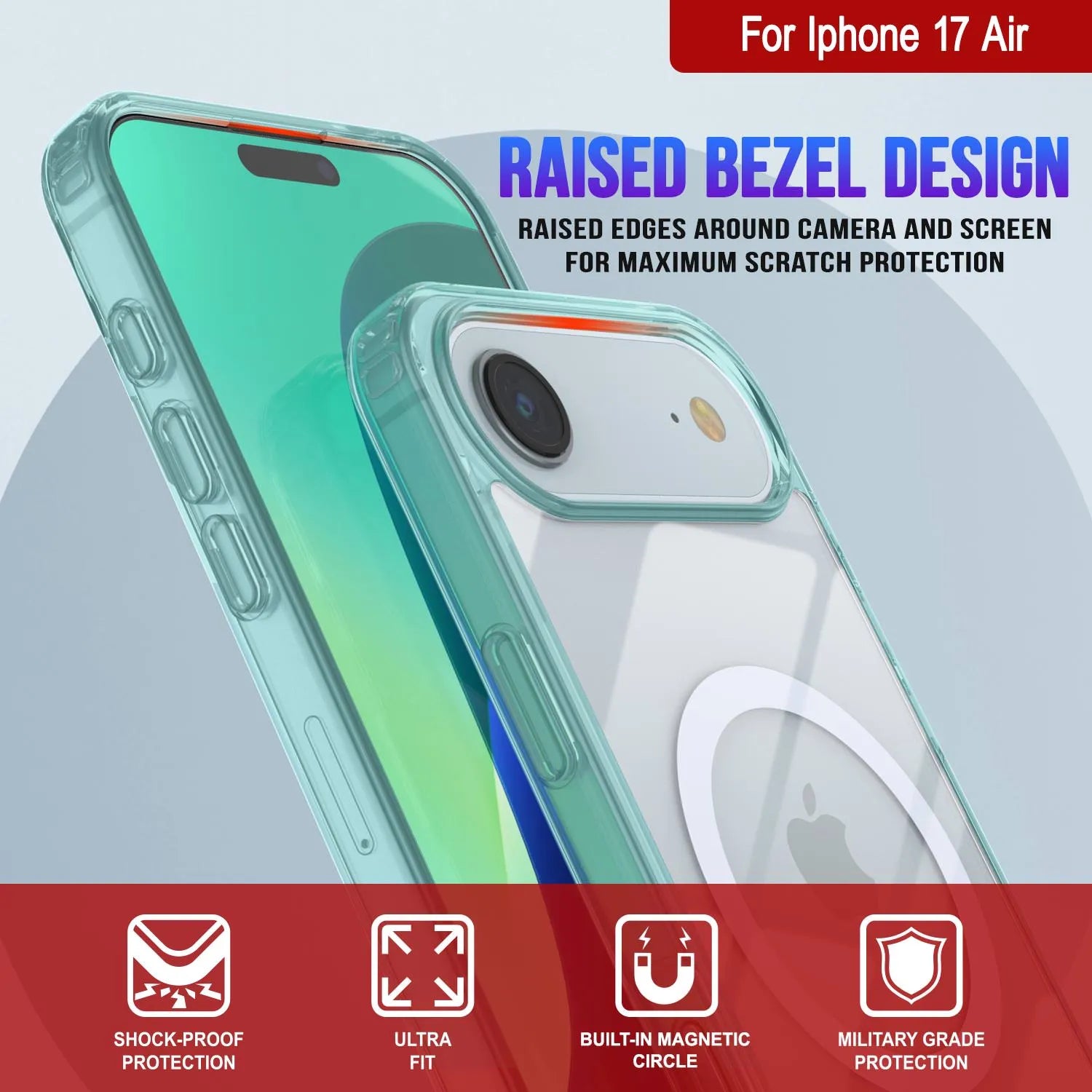 Punkcase iPhone 17 Air Magnetic Wireless Charging Case [ClearMag Series][Teal]