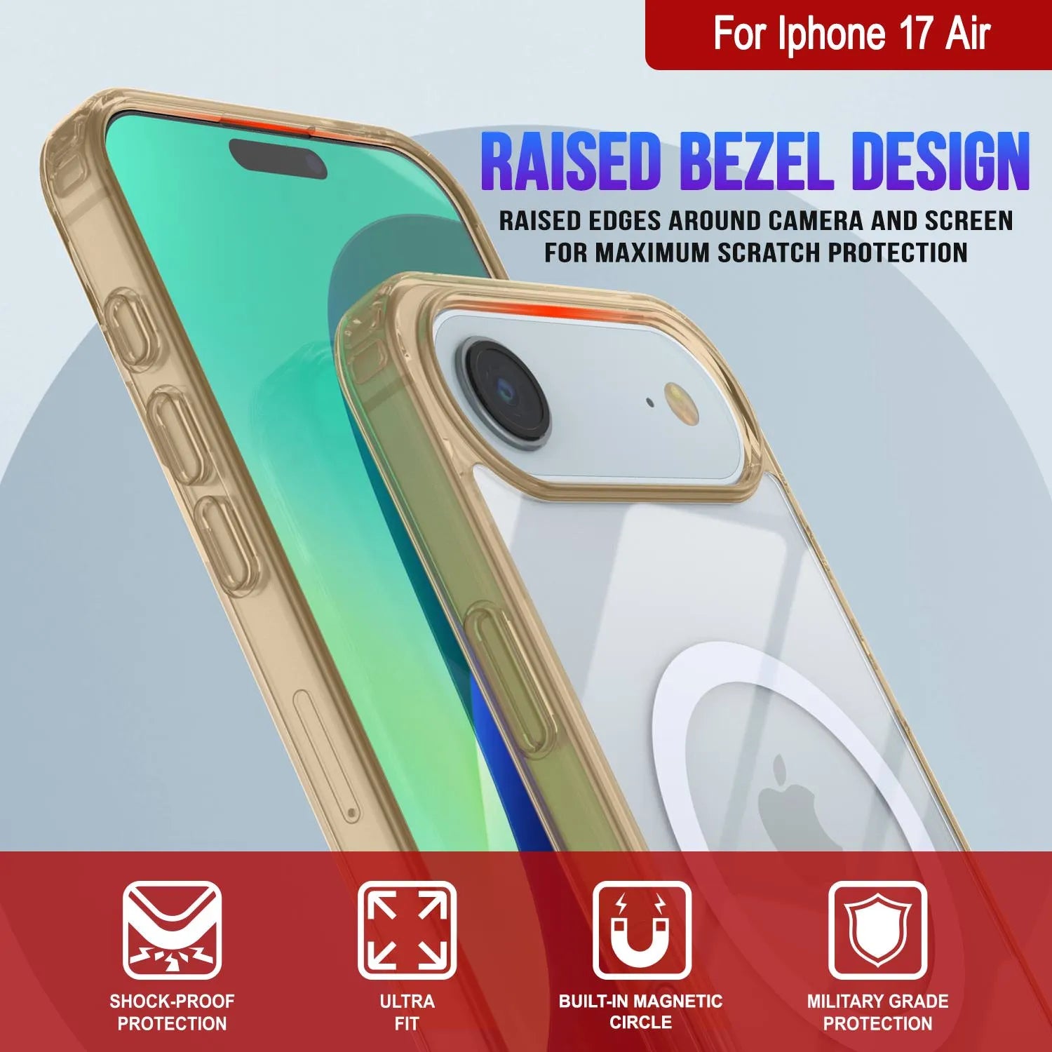 Punkcase iPhone 17 Air Magnetic Wireless Charging Case [ClearMag Series][Gold]