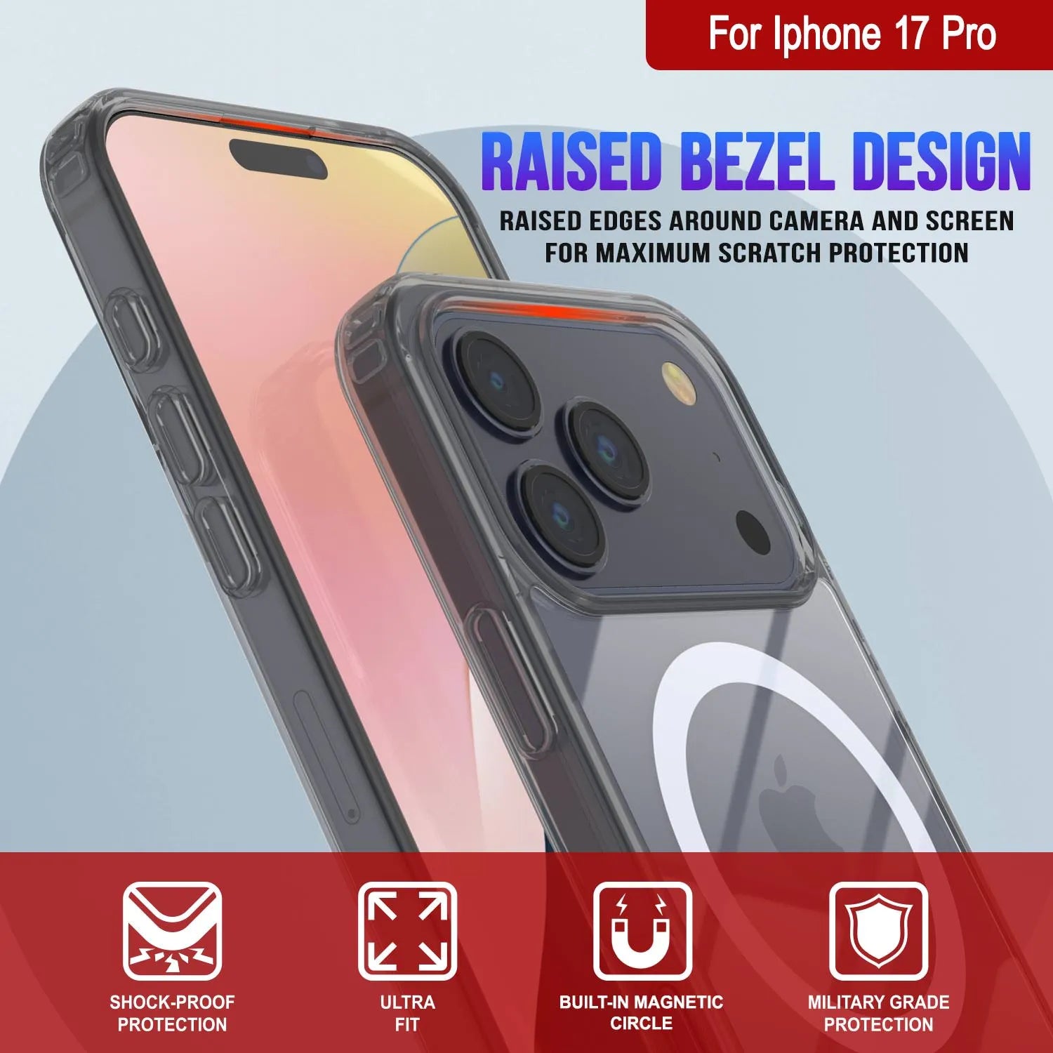Punkcase iPhone 17 Pro Magnetic Wireless Charging Case [ClearMag Series][Silver]