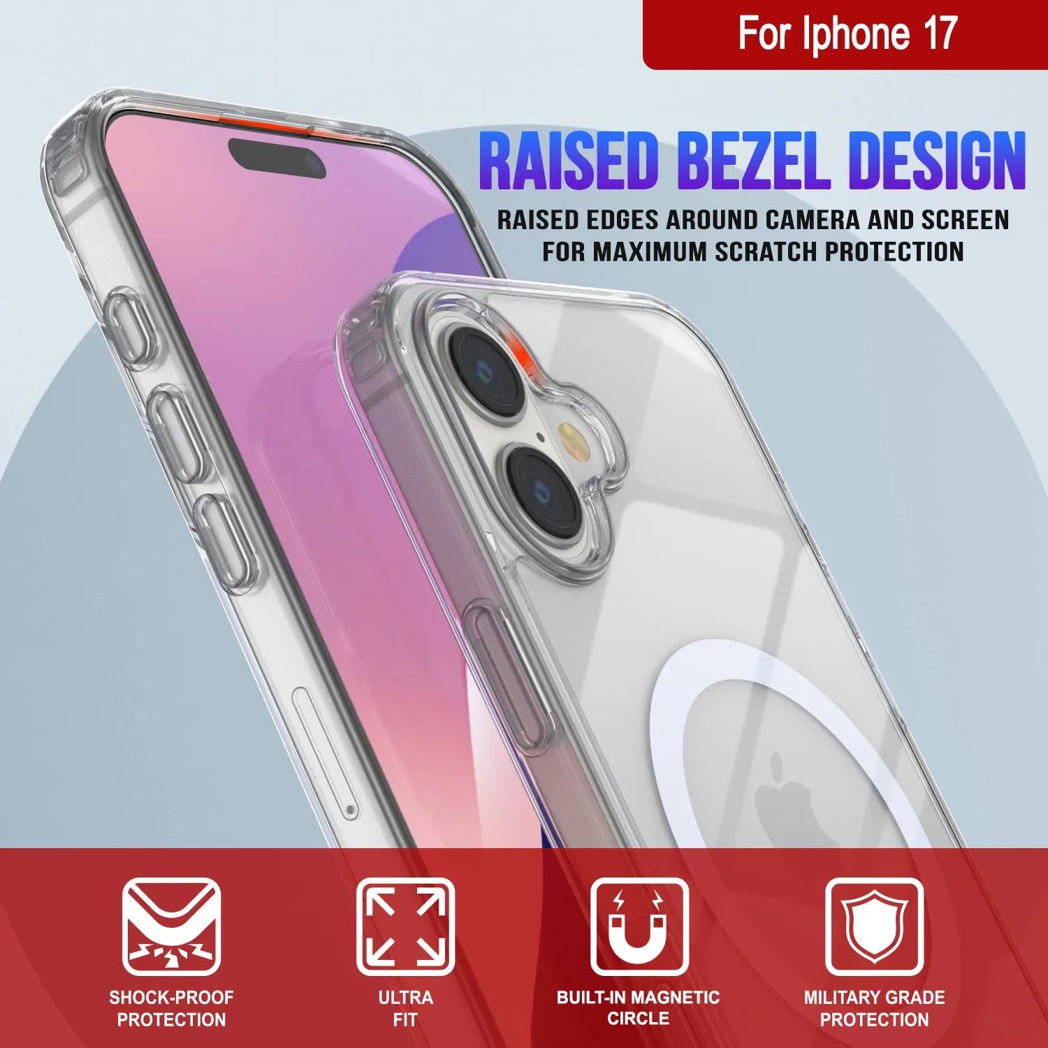 Punkcase iPhone 17 Magnetic Wireless Charging Case [ClearMag Series][Clear]