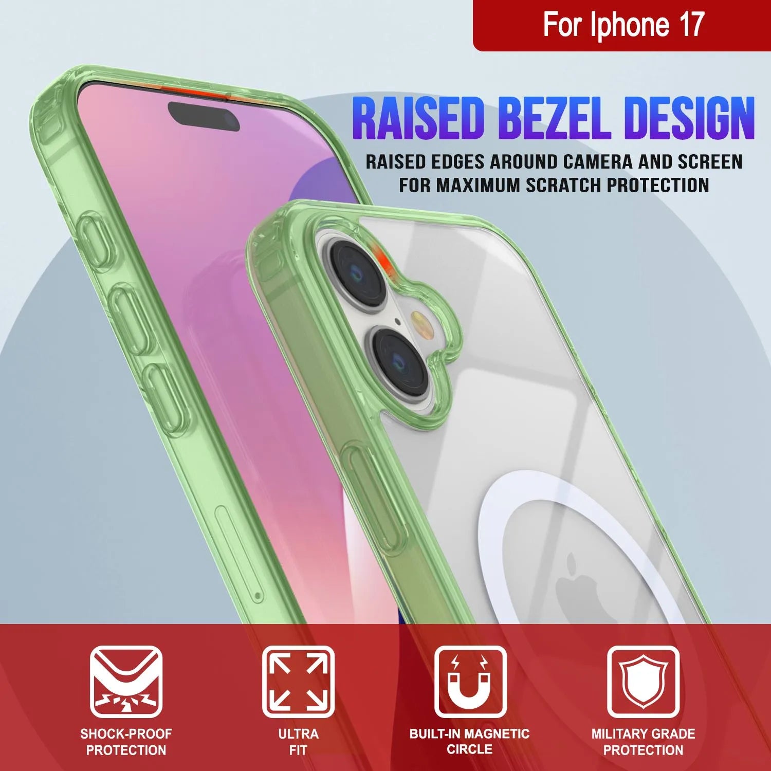 Punkcase iPhone 17 Magnetic Wireless Charging Case [ClearMag Series][Green]