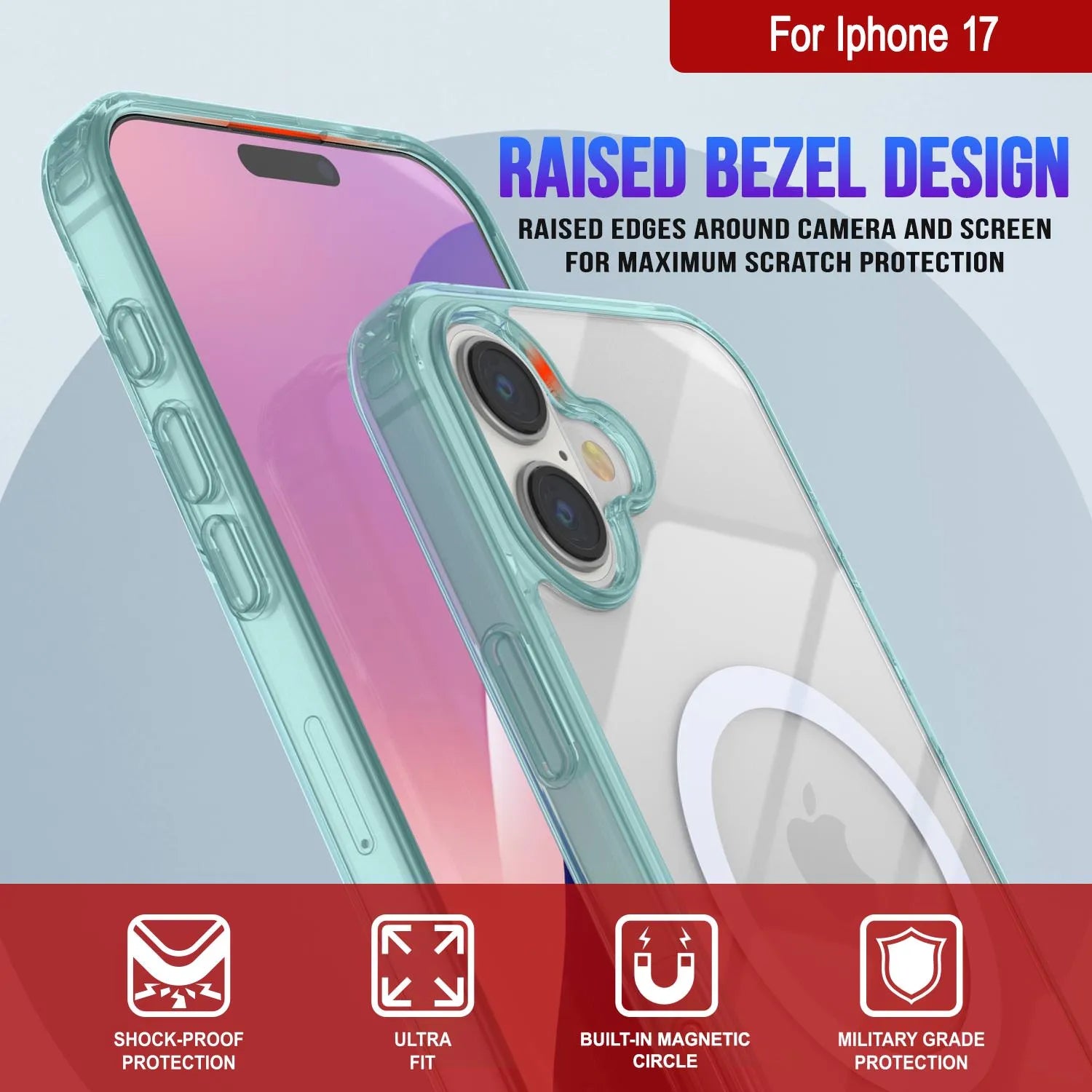 Punkcase iPhone 17 Magnetic Wireless Charging Case [ClearMag Series][Teal]